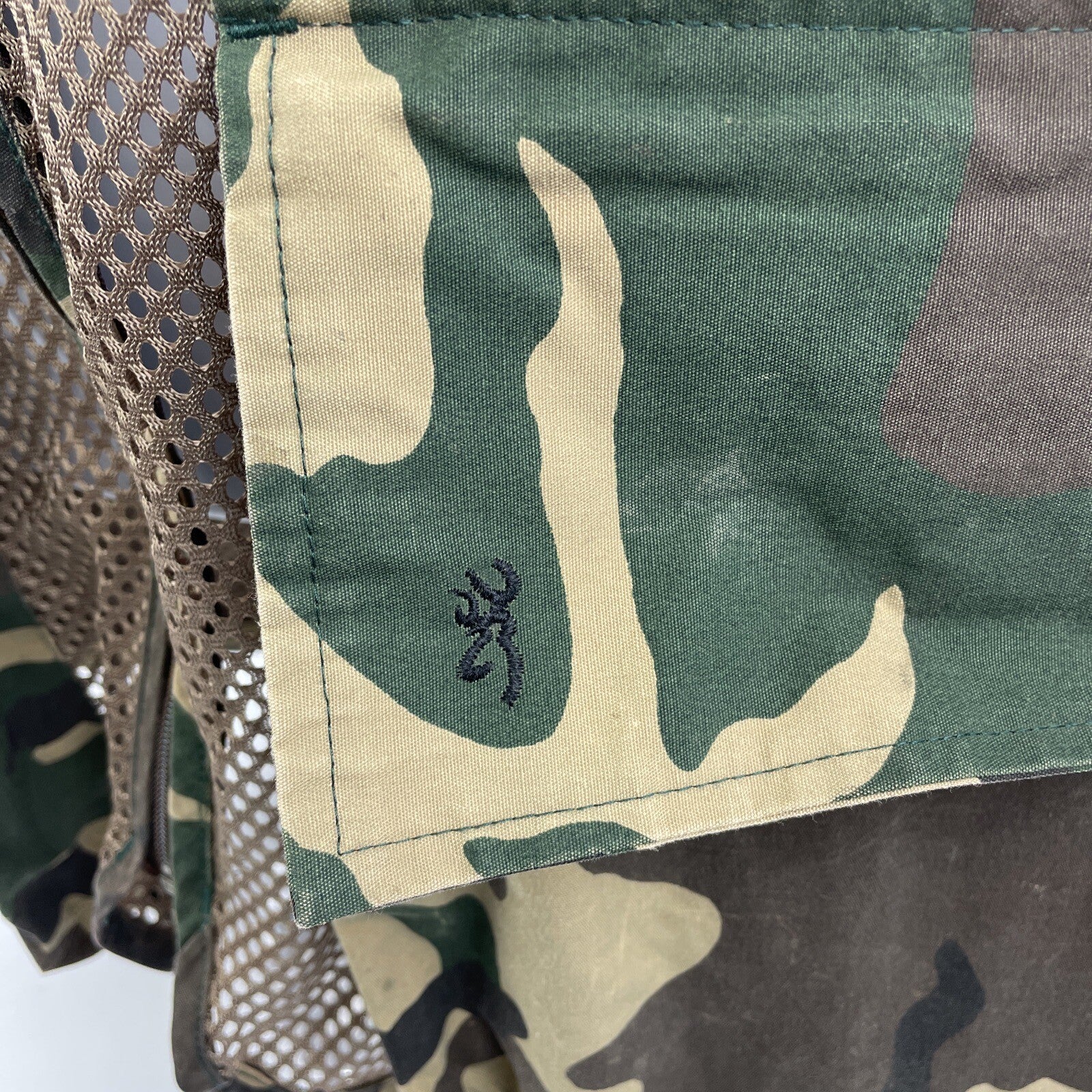 Browning Vest Mens Medium Brown Camo Duck Bird Hunting Game Pocket Full Zip