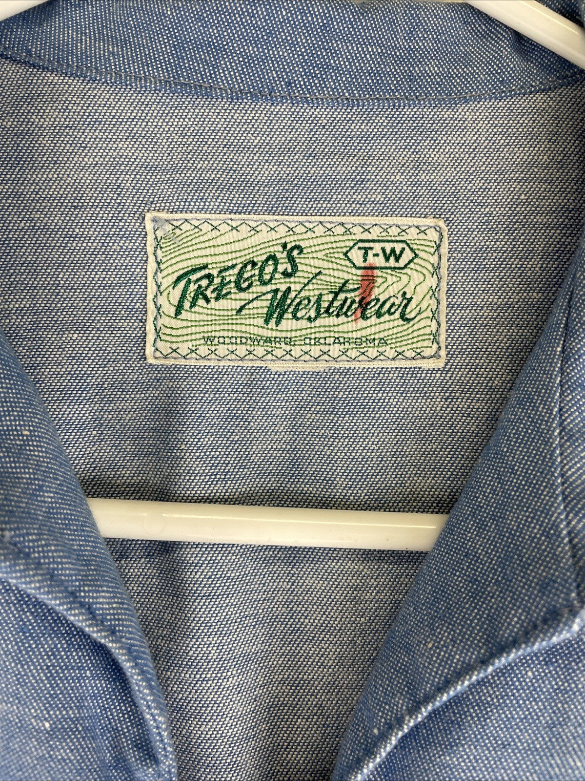 VINTAGE TREGO’S WESTWEAR Oklahoma Women’s Light Blue Denim Maxi Dress w Pockets