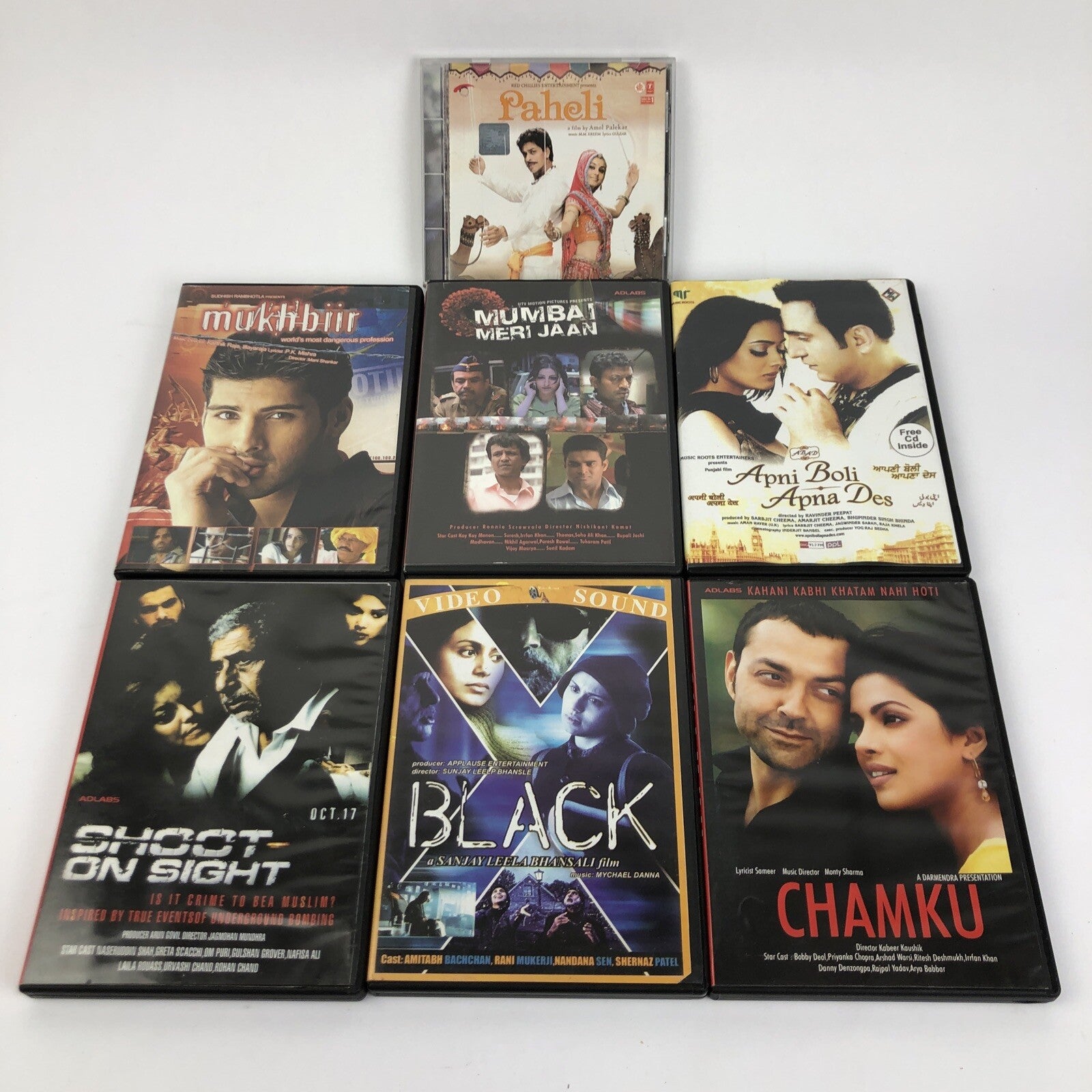 6 x Bollywood DVD + CD MUKHBIIR APNI BOLI APNA DES BLACK CHAMKU MUMBAI MERI JAAN