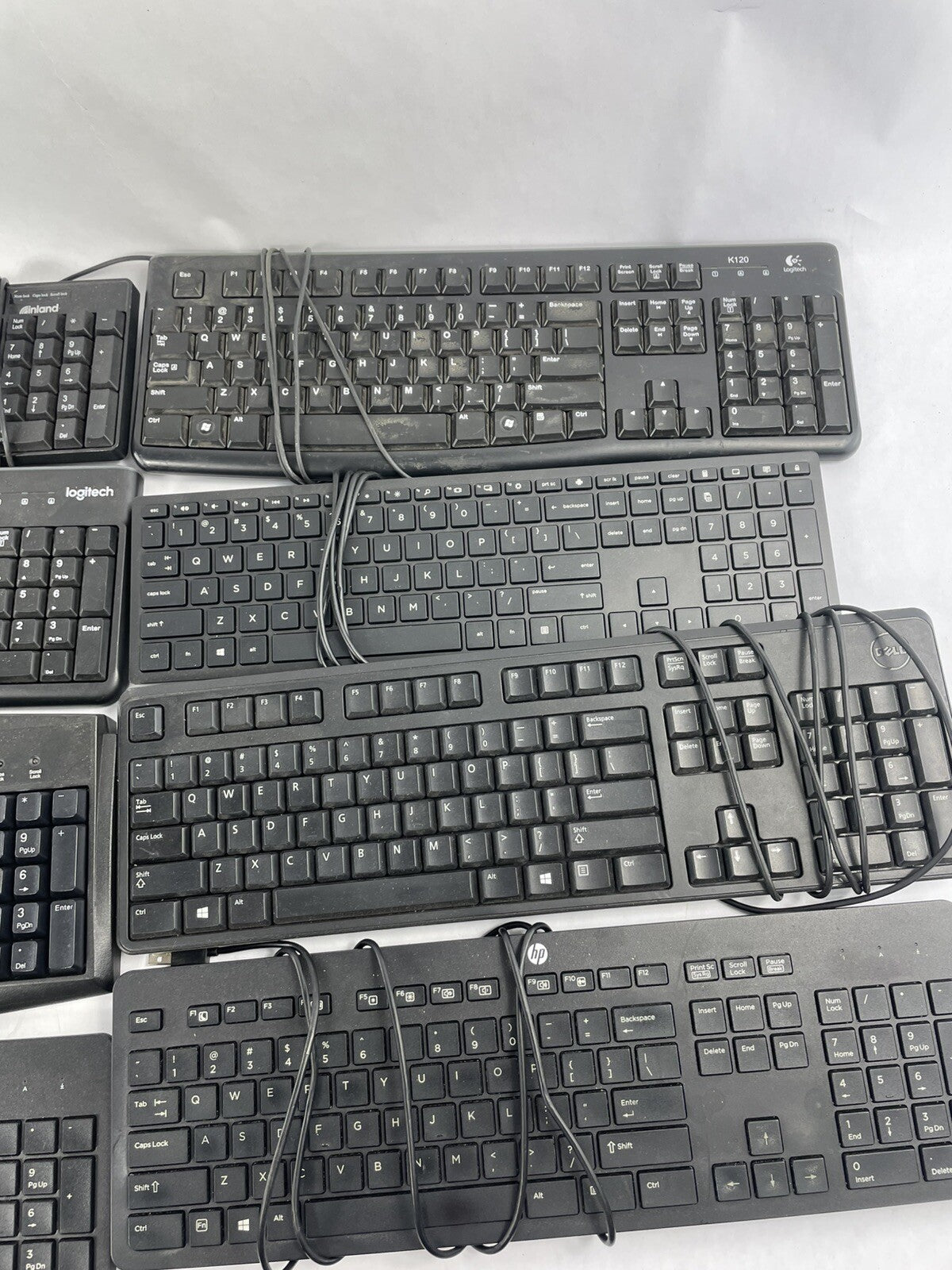 Lot OF 8 - USB Wired Standard Layout Keyboard 104-Key Mixed Random Brand Models