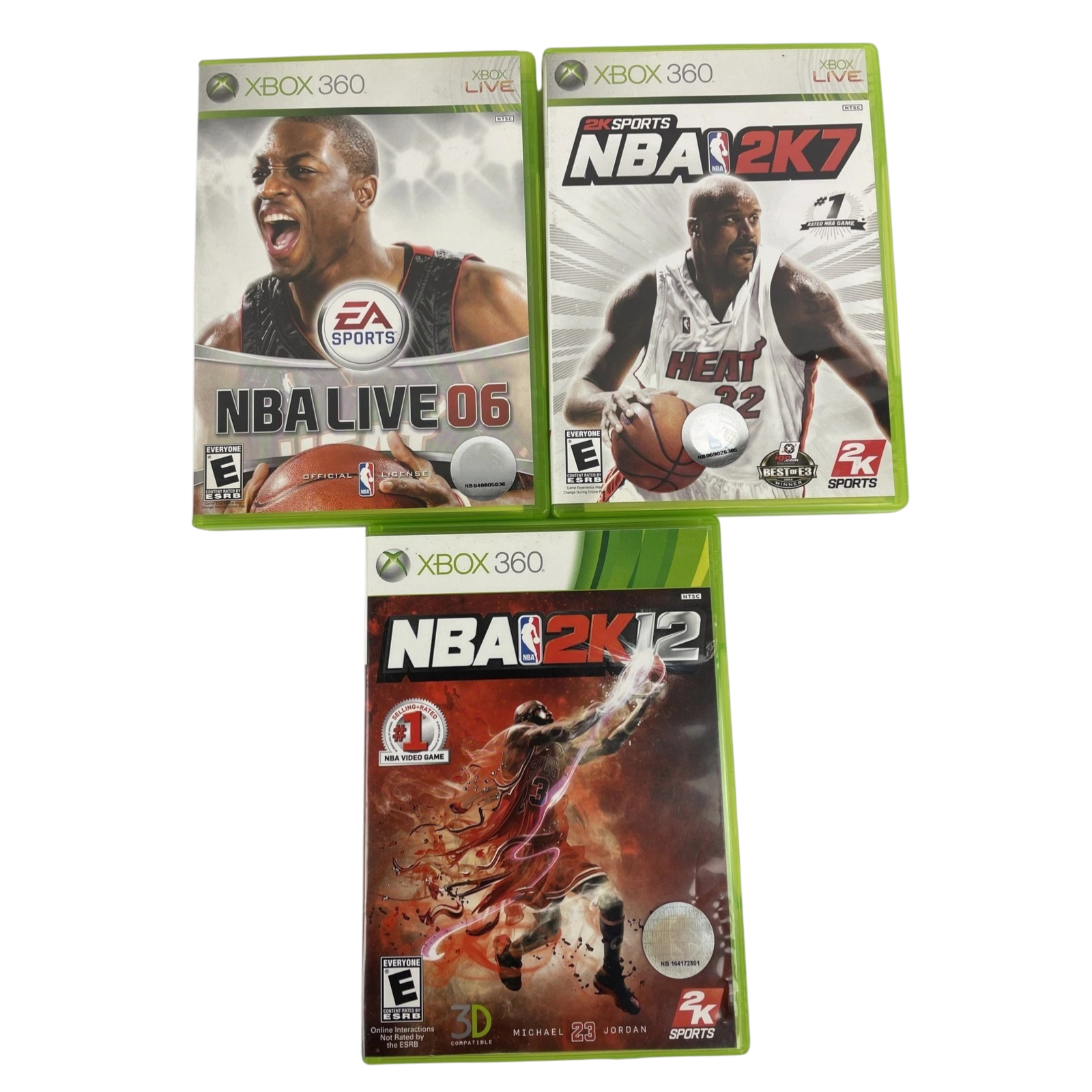 Lot of 3 x XBOX 360 Live : 2K Sports NBA 2K7 , NBA 2K12 , MBA Live 2006