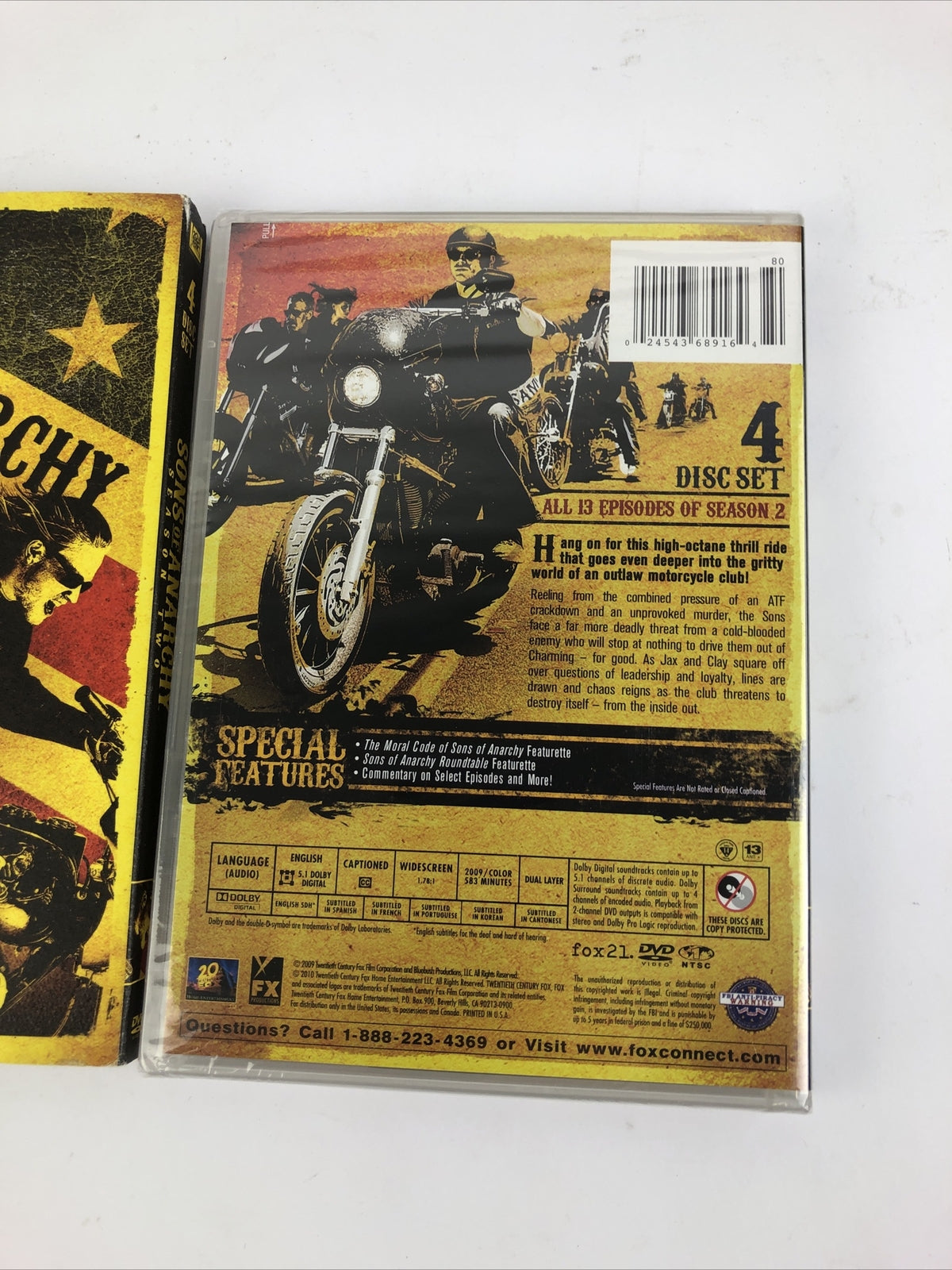 Sons of Anarchy: Season Two (DVD, 2010, 4-Disc Set) NEW W Slip Cover US SELLER