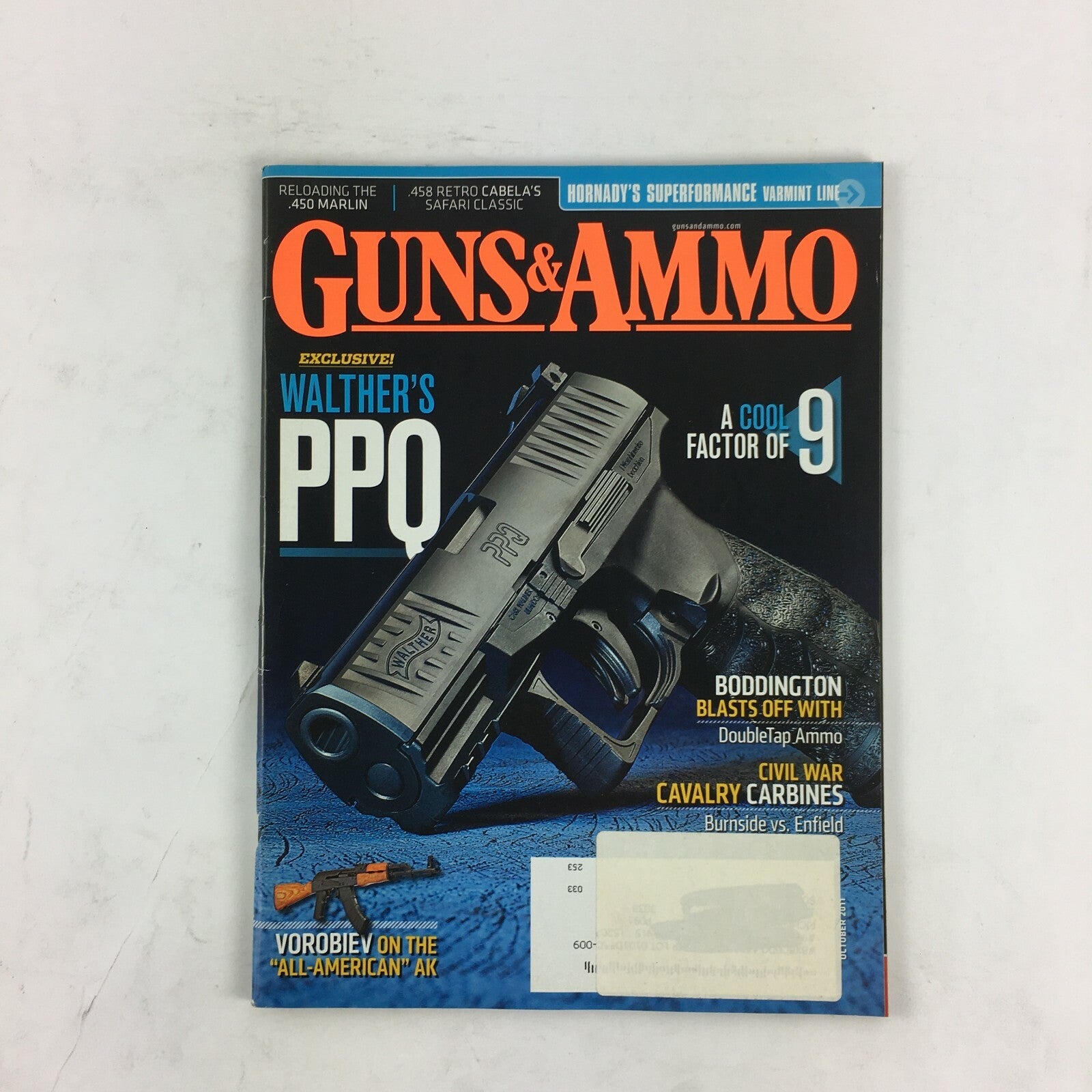 October 2011 Guns & Ammo Magazine Walthers PPQ A Cool Factor of 9 Boddington