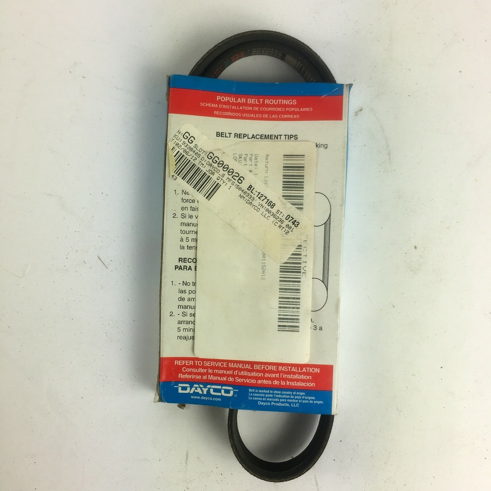 Genuine Dayco Poly Rib Automotive Tensioner Belt 504033-4PK0345 A2