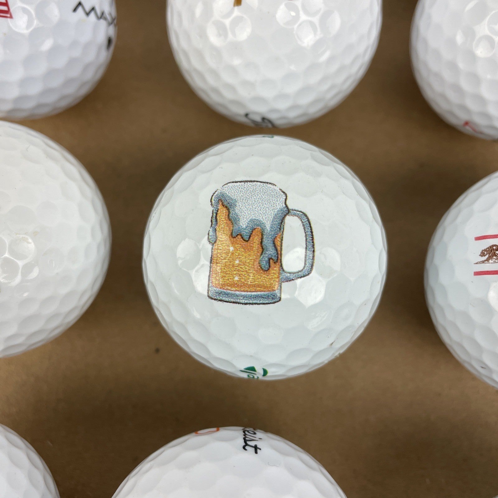 20 x Logo Golf Ball Lot Panda Bull Cali Bear Schwetty Balls FOO KING LONG Booze