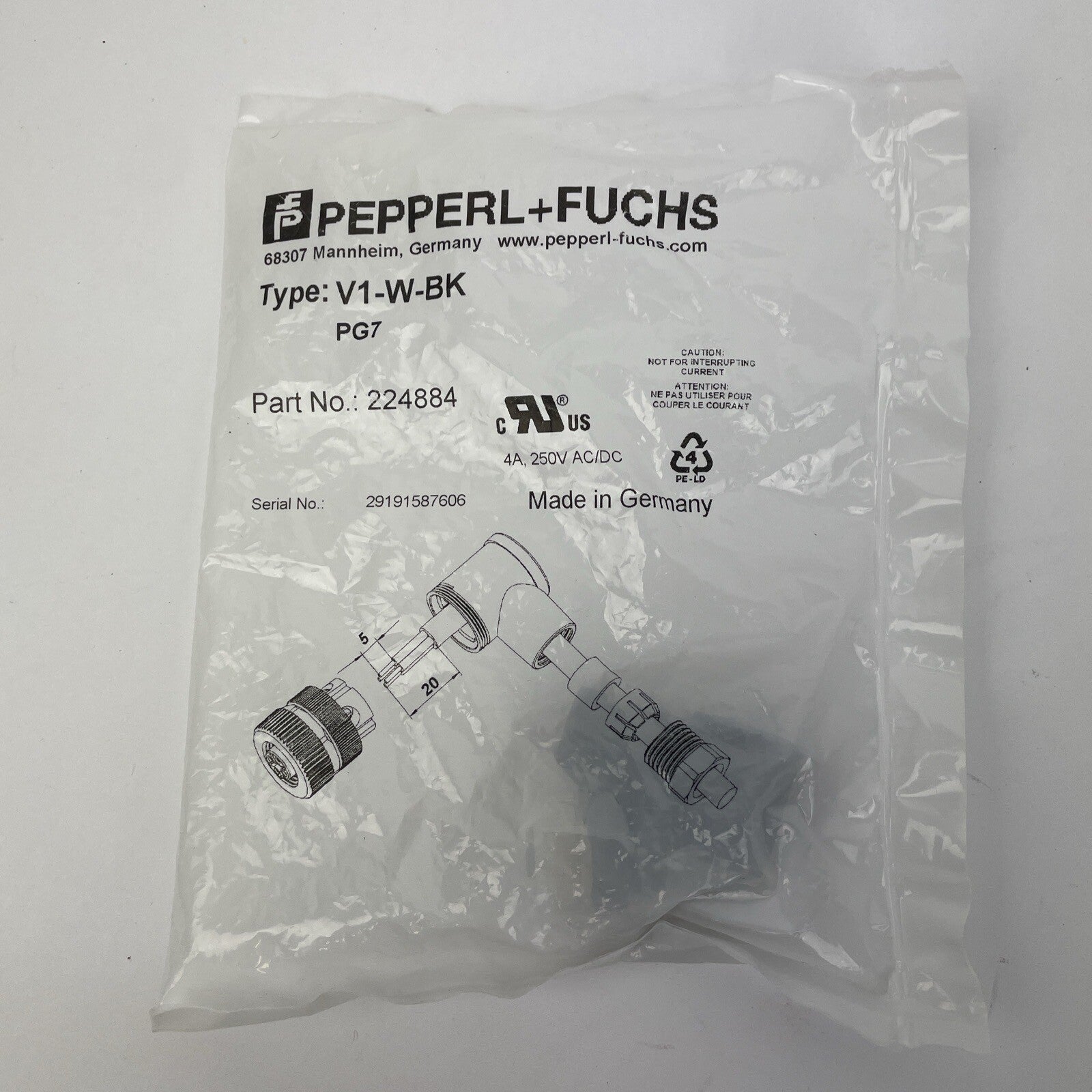 OEM PEPPERL+FUCHS V1-W-BK NSMP Part No. 224884 Germany Made NEW