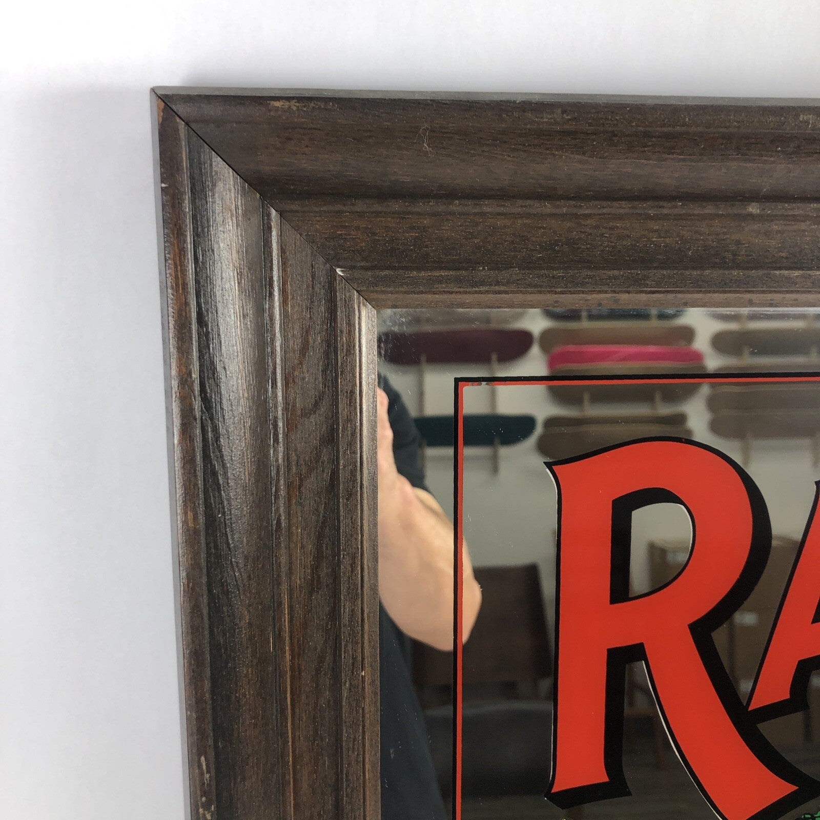 1970's Hoyne Industries Inc Raleigh Bicycle Glass Mirror Wall Art World Champion