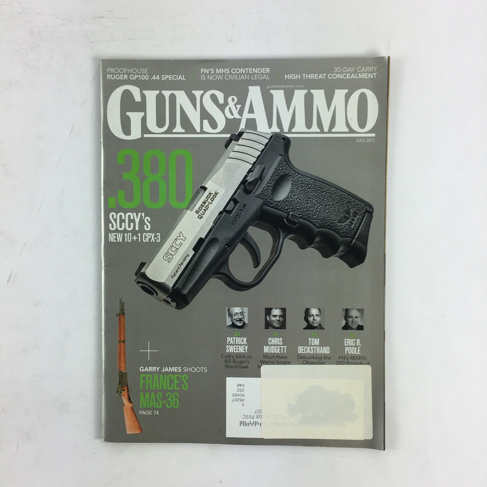July 2017 Guns & Ammo Magazine.380 SCCY's France's MAS-36 Patrick Sweeney Eric R