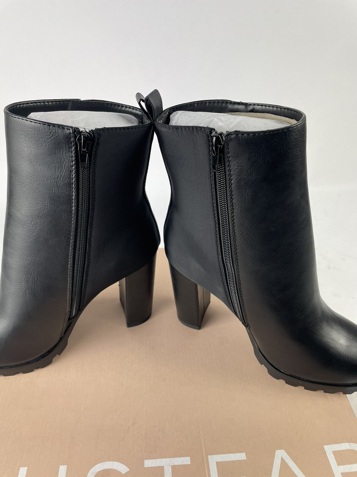 Just Fab Serena Black Caviar Block Heeled Booties New Women's Size 9.5
