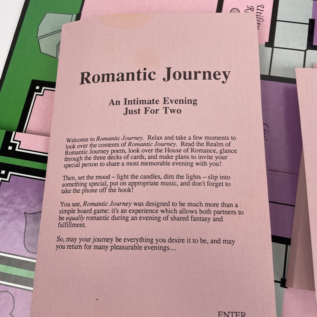 Romantic Journey Vintage Card Board Game An Intimate Evening Just For Two 1987