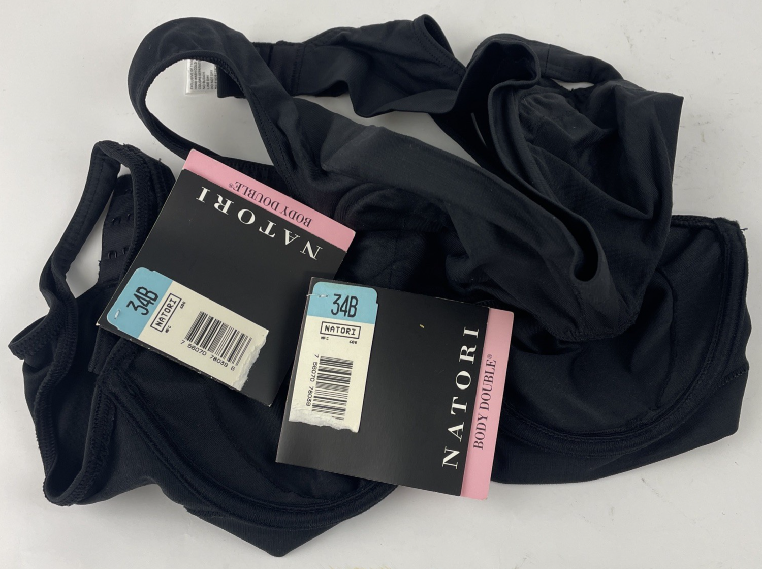 2 x New NATORI Body Double 34469 Black Underwire Brassiere Bra Sz 34B - 34 B
