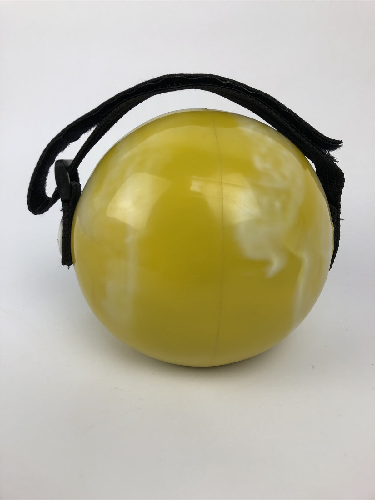 Gold's Gym 5 lb soft weighted medicine ball with handles in black and yellow for home workouts