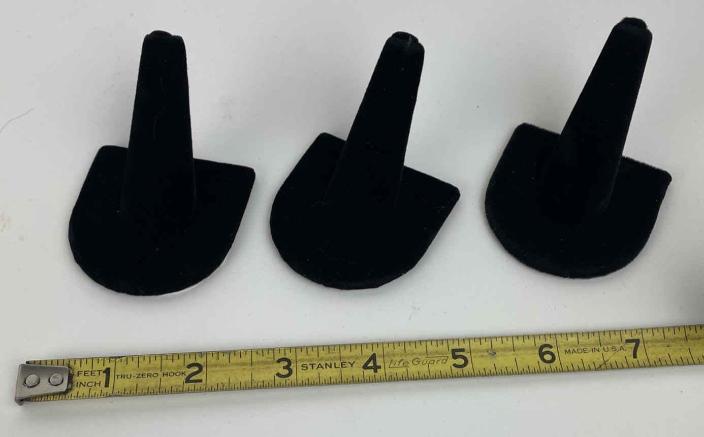 Lot of  3 x Black Velvet Ring Finger Jewelry Holder Showcase Display Stand