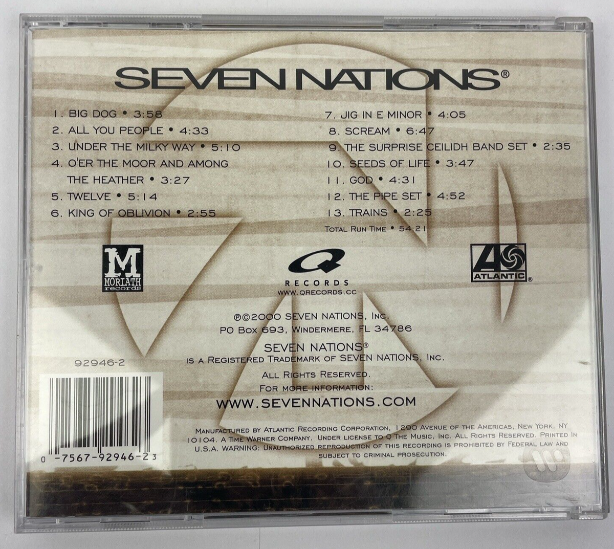 " Seven Nations " - Self Titled Digital Audio CD Moriath Records 2000          S