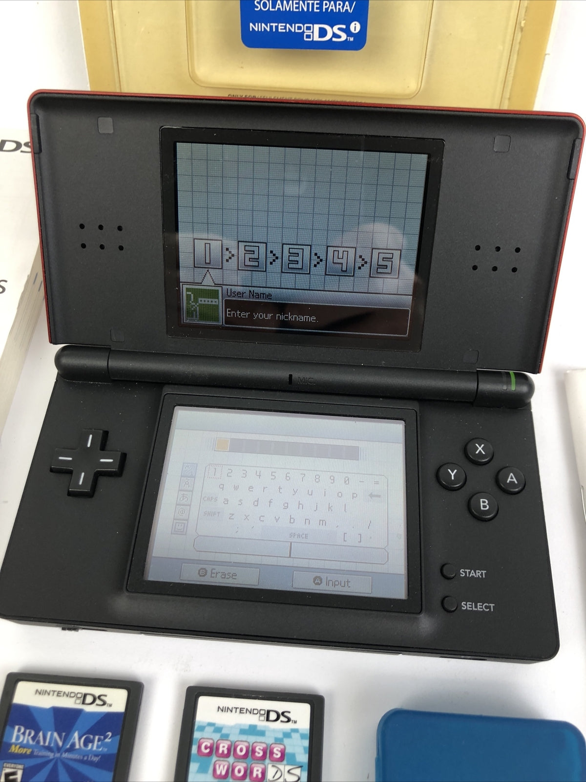 Nintendo DSi Lite Handheld System Burgundy With Charger And Stylus 4 Games LOOK