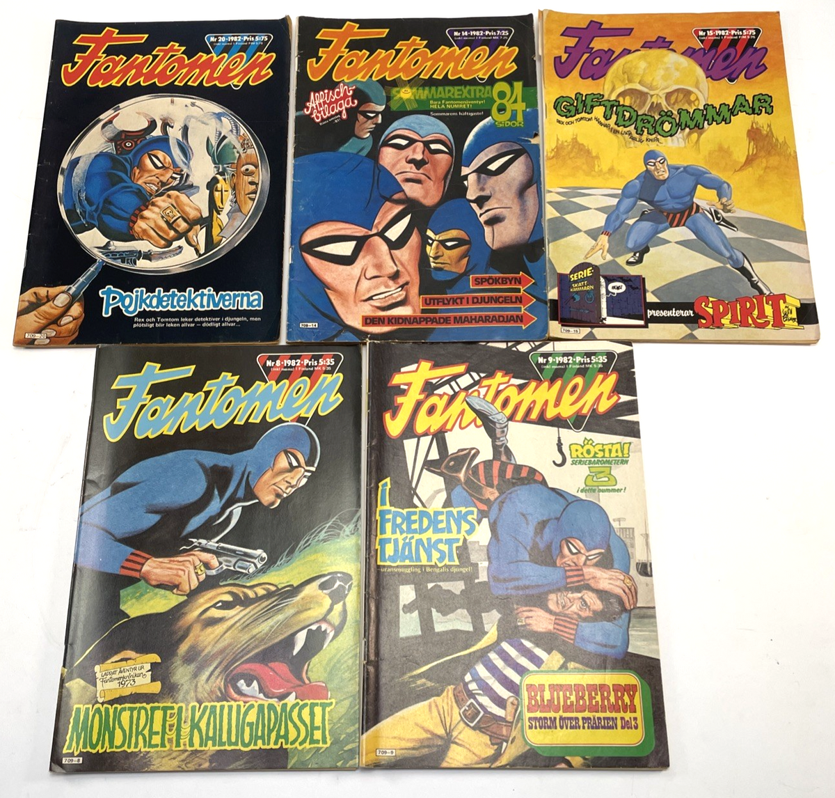 FANTOMEN Swedish Phantom Comic Book Assorted lot of 5 1982