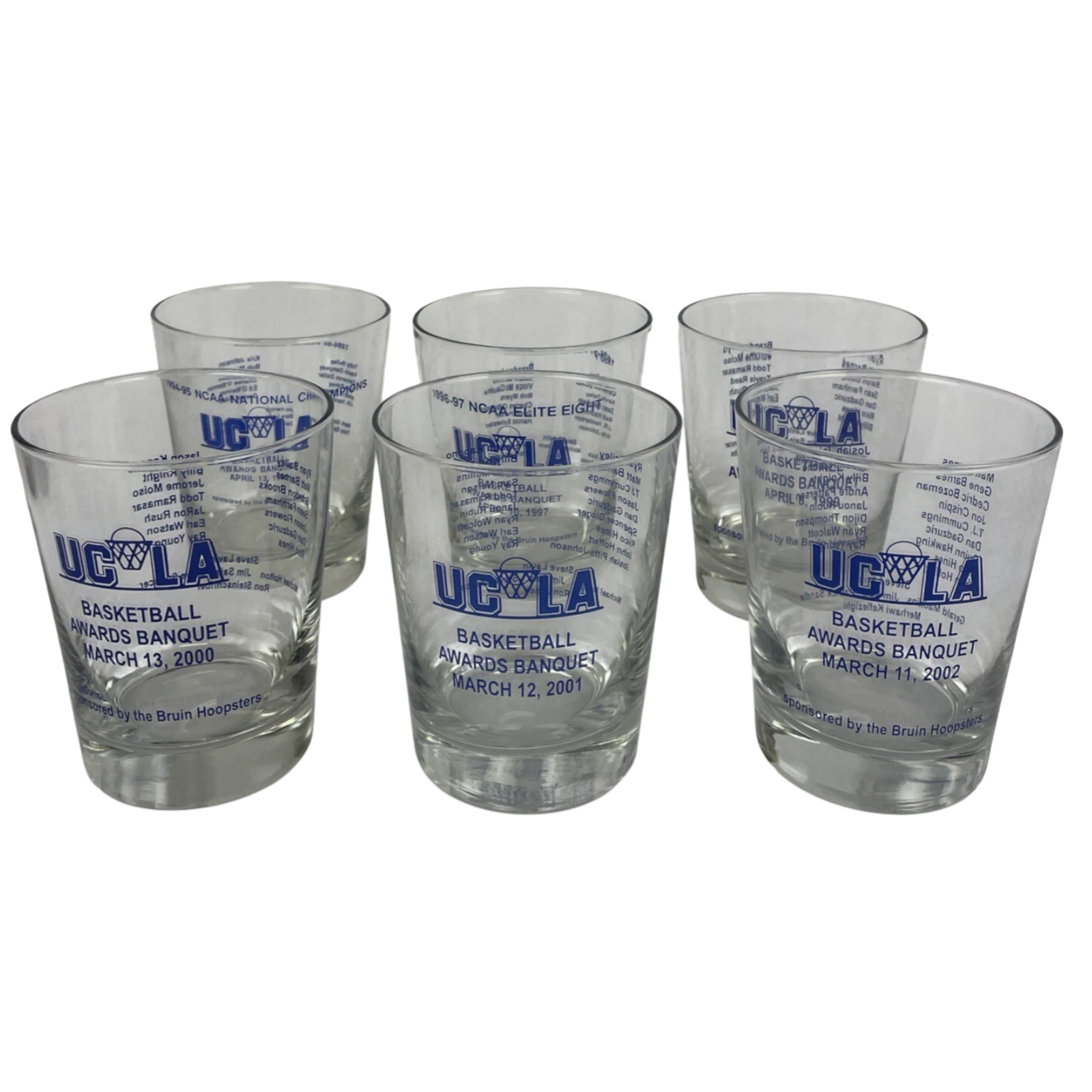 6 x UCLA Bruins Basketball Awards Banquet Bar Highball Glass 95 97 99 00 01 02