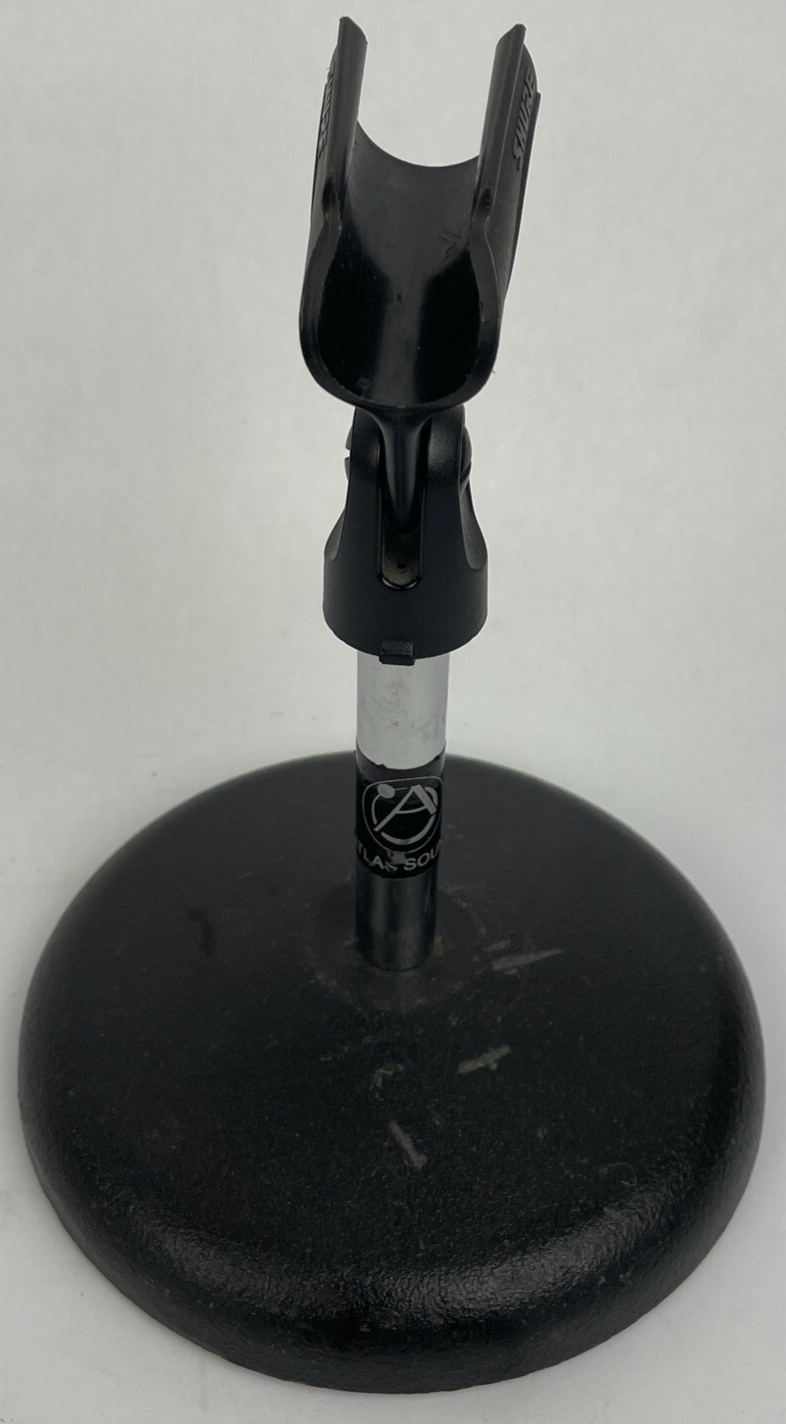Vintage OEM Atlas DS-5 Microphone desk stand D7-5 DS-10 w Shure Mic Clip      1