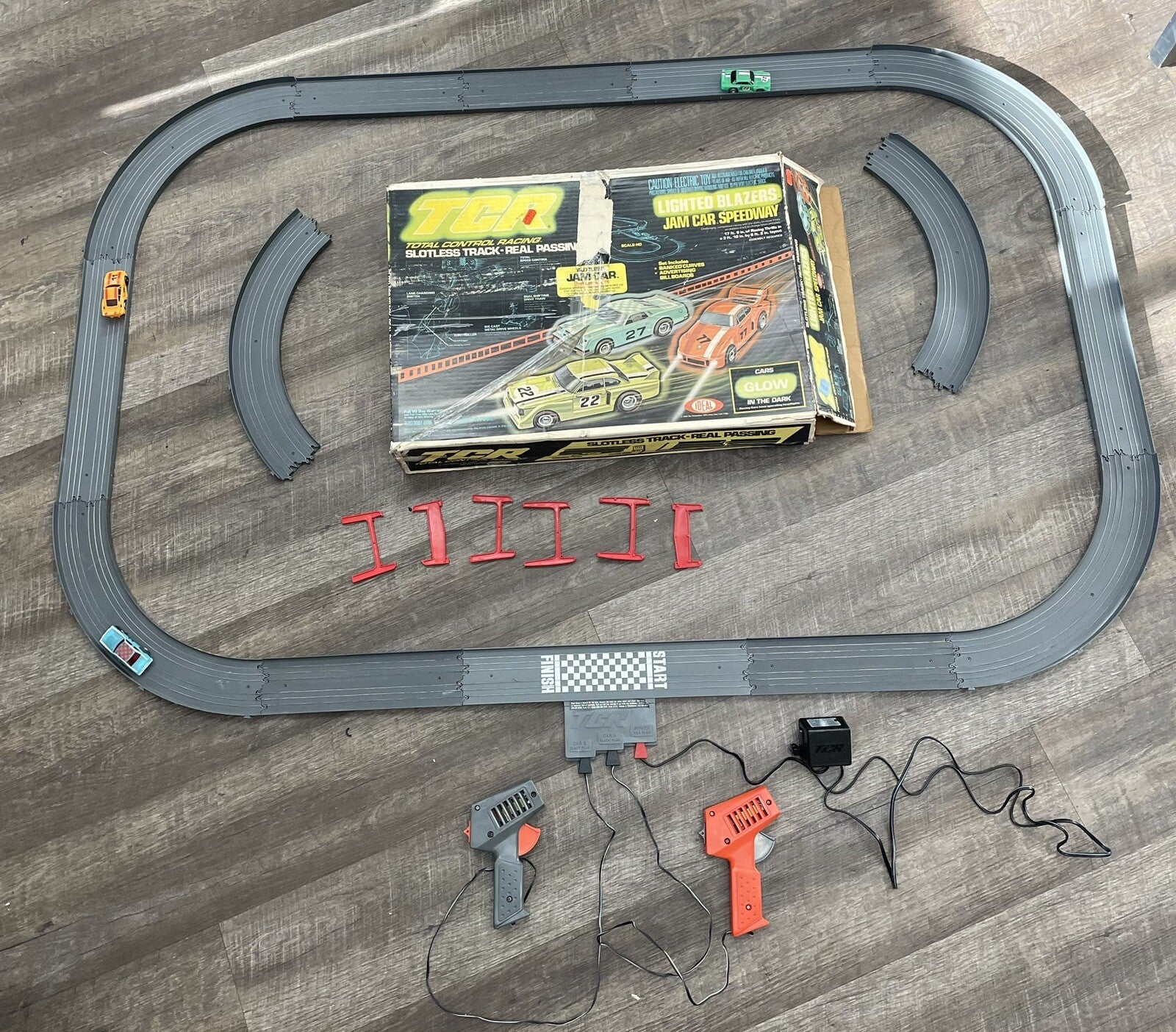 TCR Super Jam Can-Am Race Set - Ideal Toys 1979 Slotless Track Complete In Box