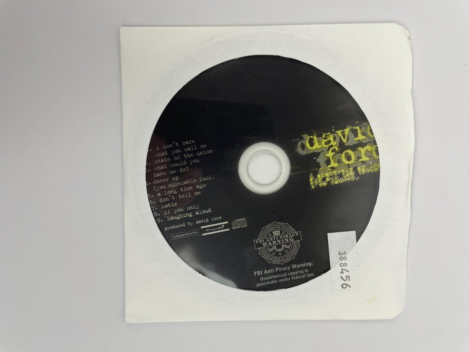 David Ford I Sincerely Apologise For All The Trouble DigitalAudioCD Magnolia2005