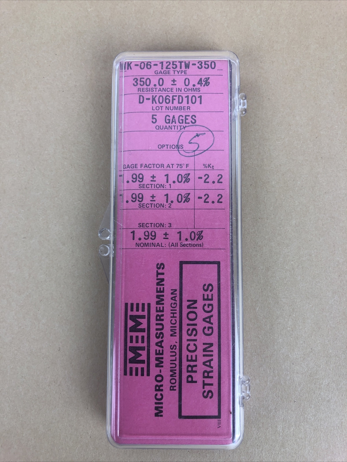 Micro Measurements Precision Strain Gage WK-06-125TW-350 - 5 pk gages NEW
