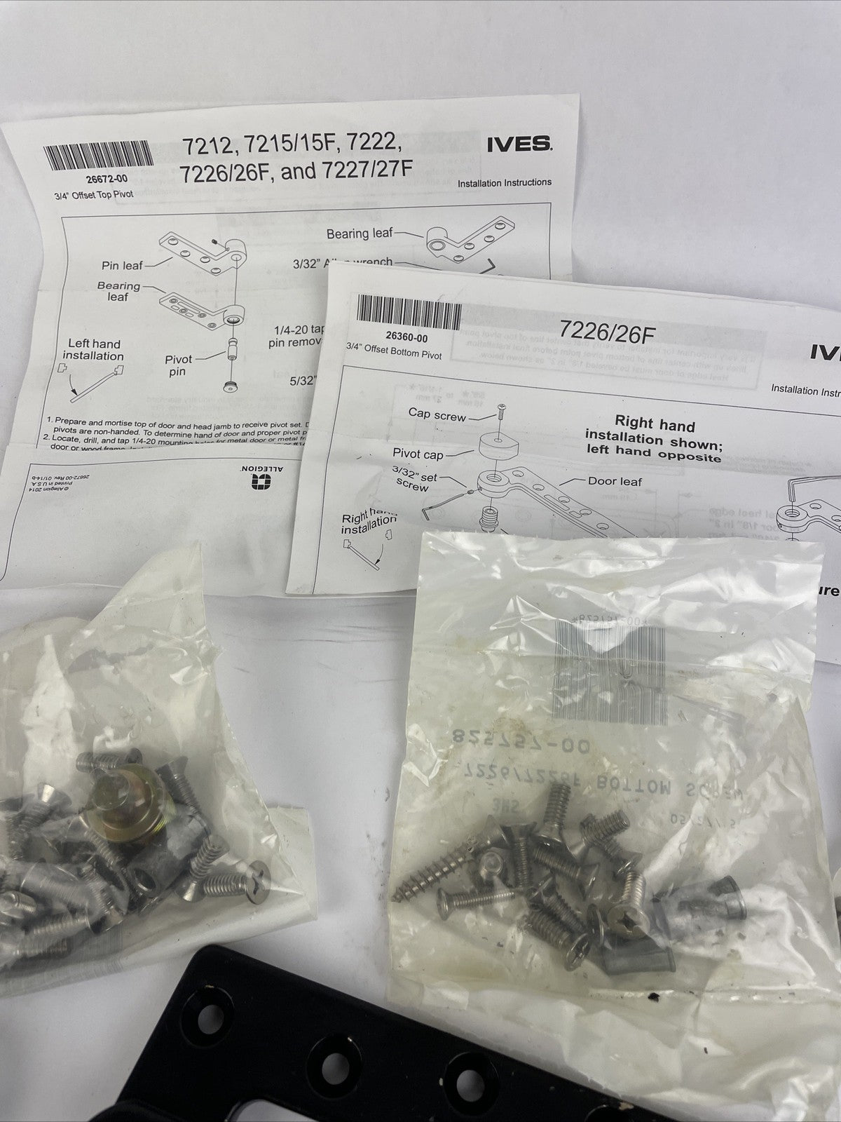 Lot of IVES PIVOT SET 7226 US26D Heavy Duty Hinge Parts - LOOK