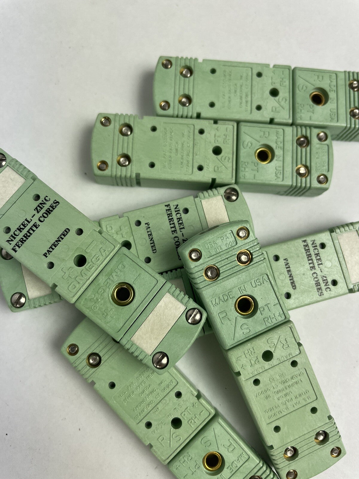 Lot of 8: OMEGA HMPW Series, MiniThermocouple Connector Male Female Zinc Ferrite