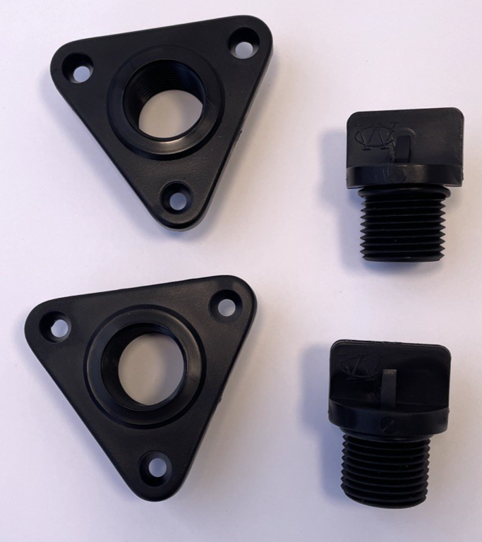 2 x Wilcox Crittenden Marine Drain Socket w Captice Screw Bung 3/4" Hole ID