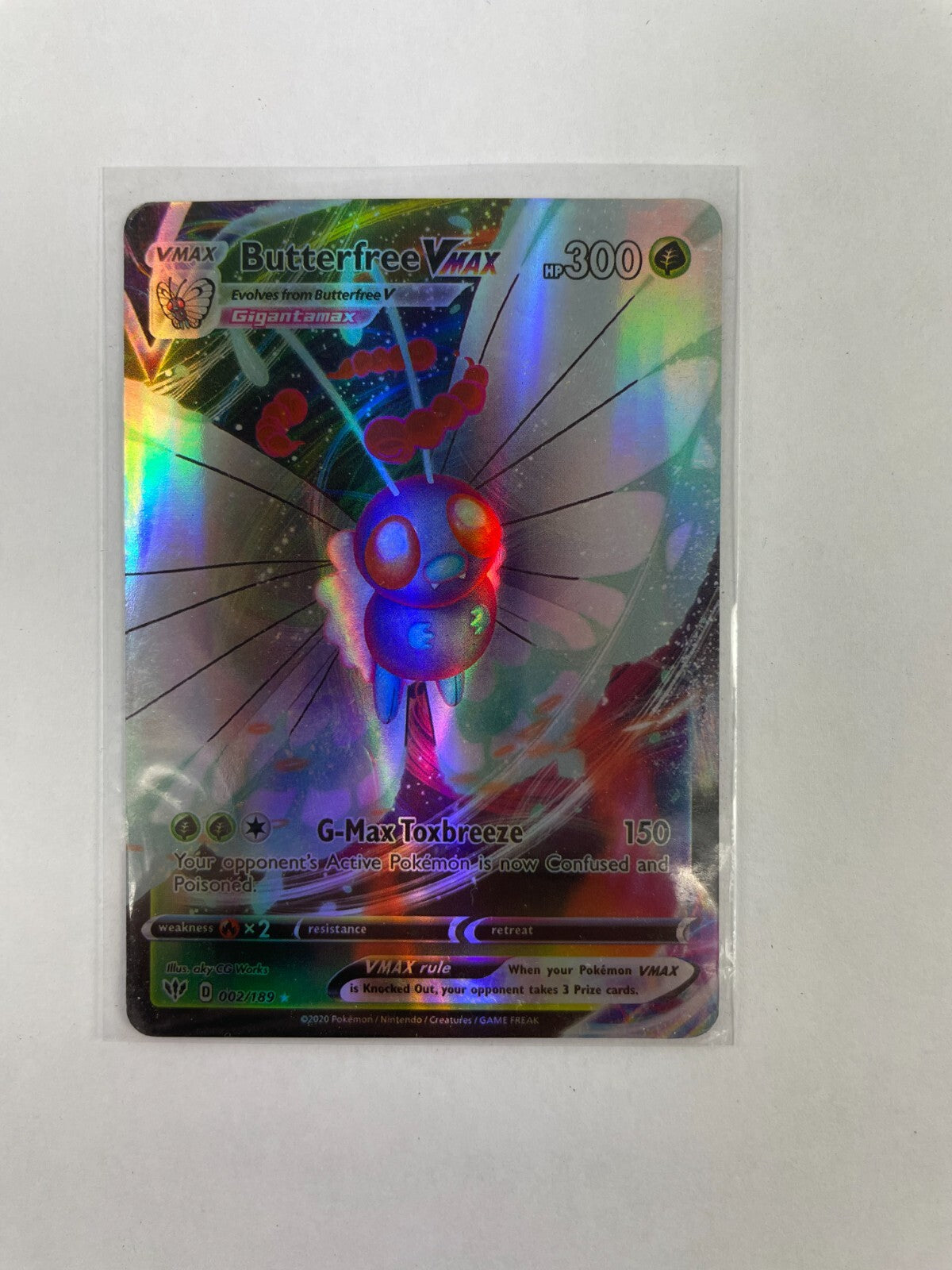 Pokemon Butterfree Vmax HP 300 G-Max Toxbreeze 150 002/189