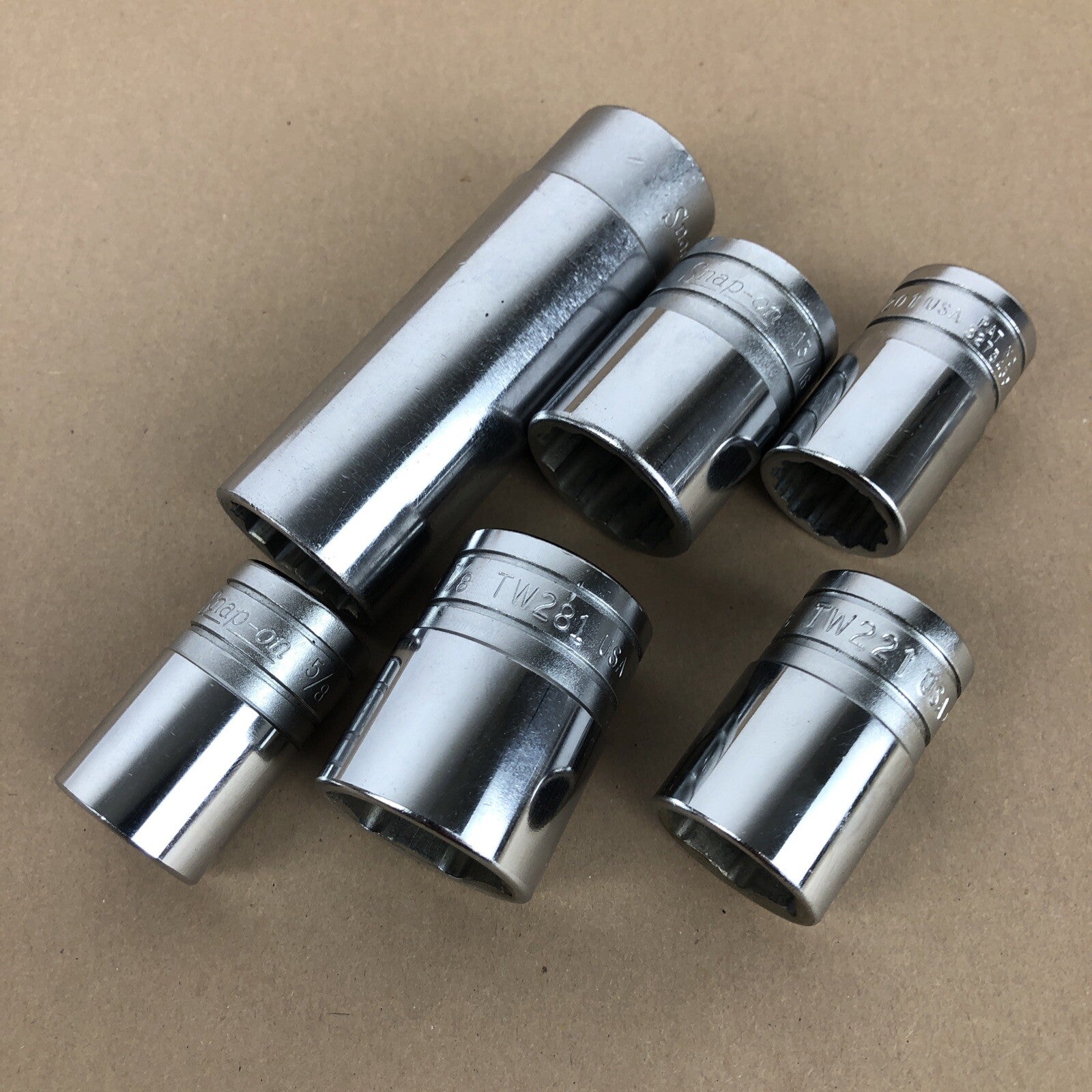 Snap-on 1/2 drive SAE socket set 6 piece TW SW SVS lot