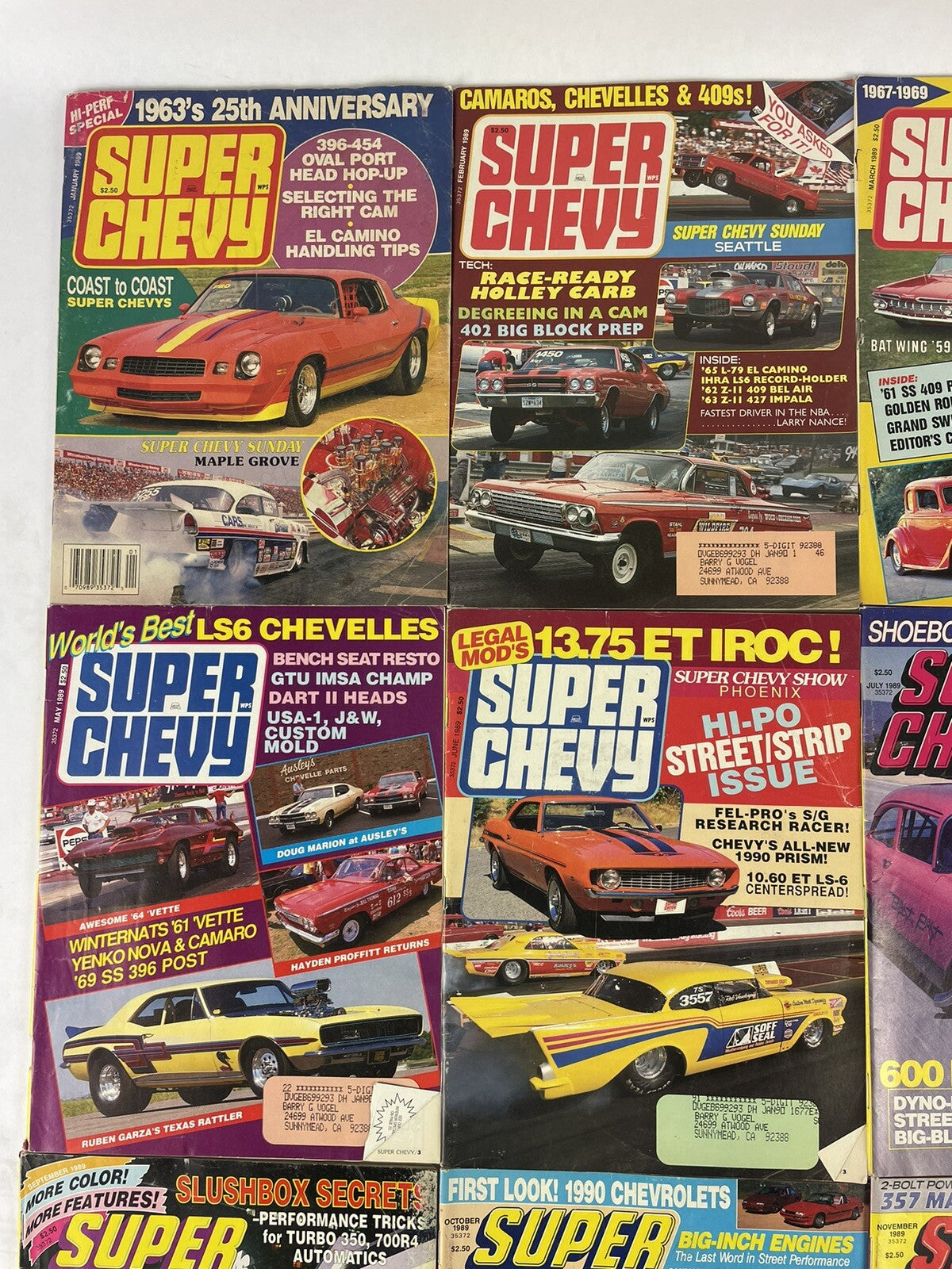 Lot of 12: SUPER CHEVY MAGAZINES Complete Full Set 12 issues Jan to Dec 1989