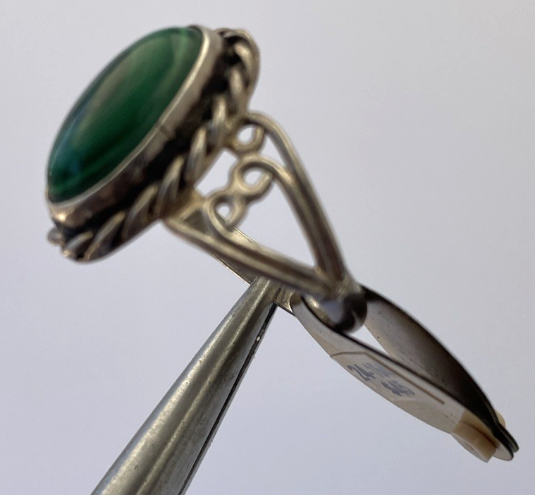 Navajo Native American Sterling Silver 925 Green Malachite Stone Ring Size 5