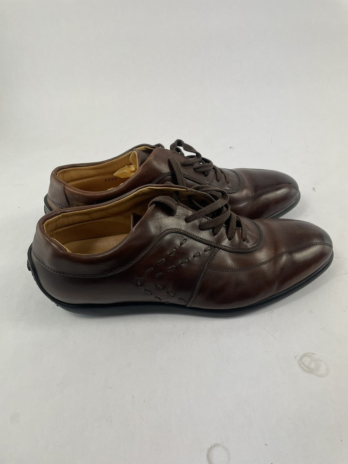 Sergio Rossi Brown Leather Derby Brogue Shoes Men's UK 10 US 12