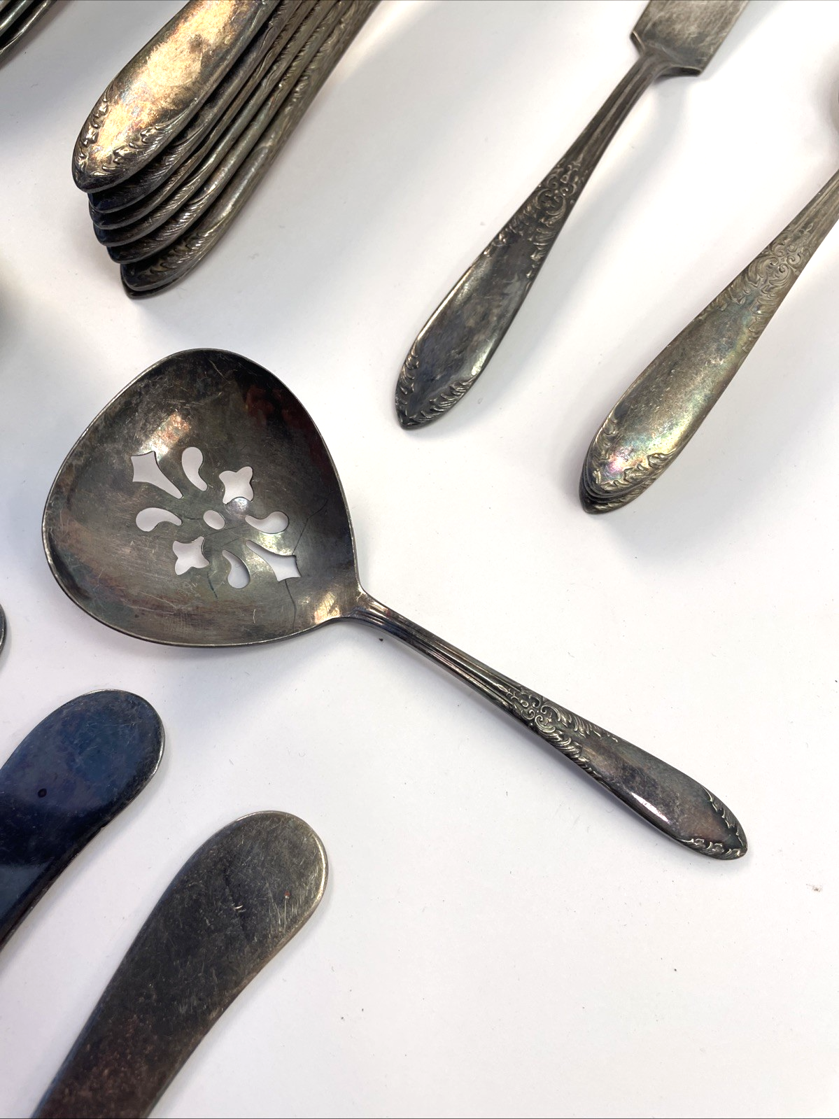 Vintage National Silver Silverplate Royal Pattern Needs TLC 33 Pc Lot