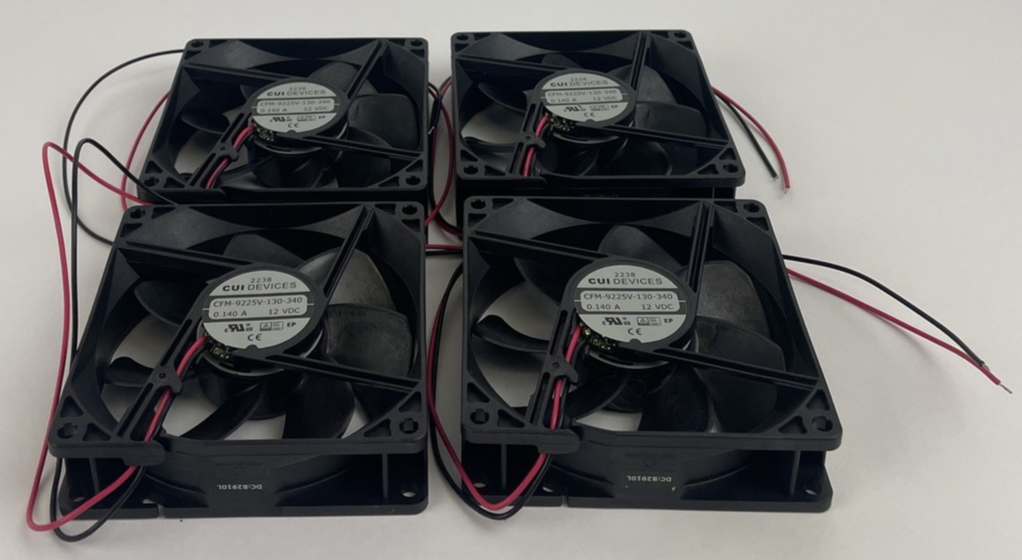 Lot of 4 x  CFM-9225V- 130-340 CUI 12VDC 0.140A Brushless Fan (s) 3.6" x 3.6"
