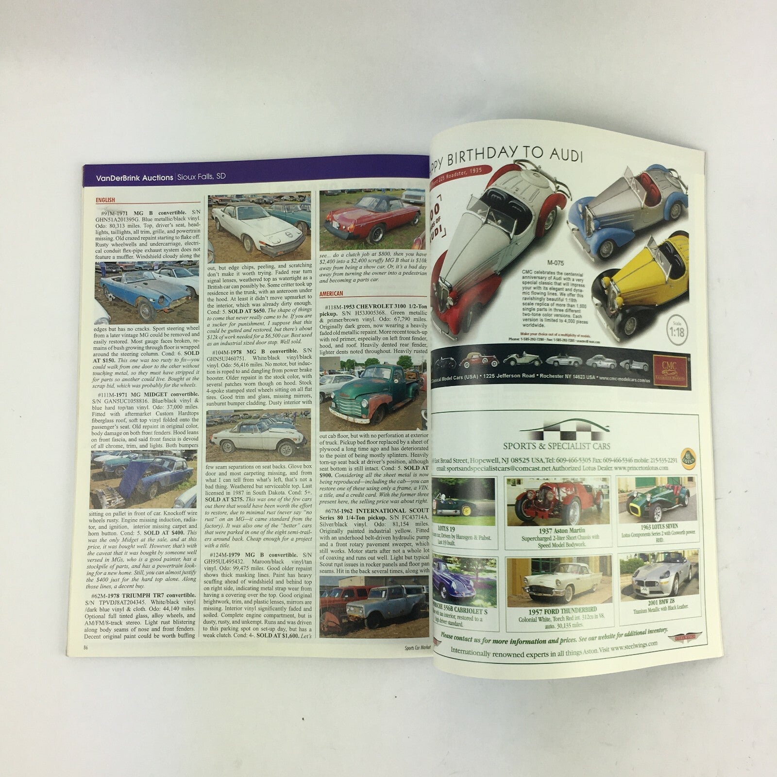 October 2009 Sports Car Market Magazine Raging Bull Pioneering Supercar Sunbeam