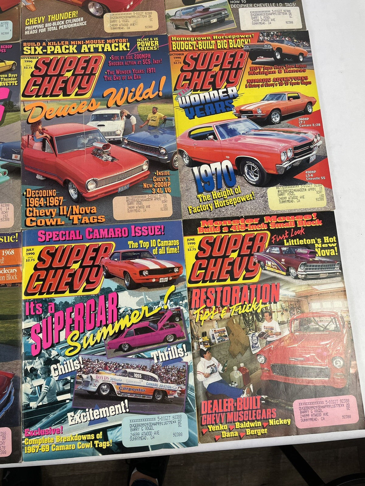 Lot of 12: SUPER CHEVY MAGAZINES Complete Full Set 12 issues Jan to Dec 1990