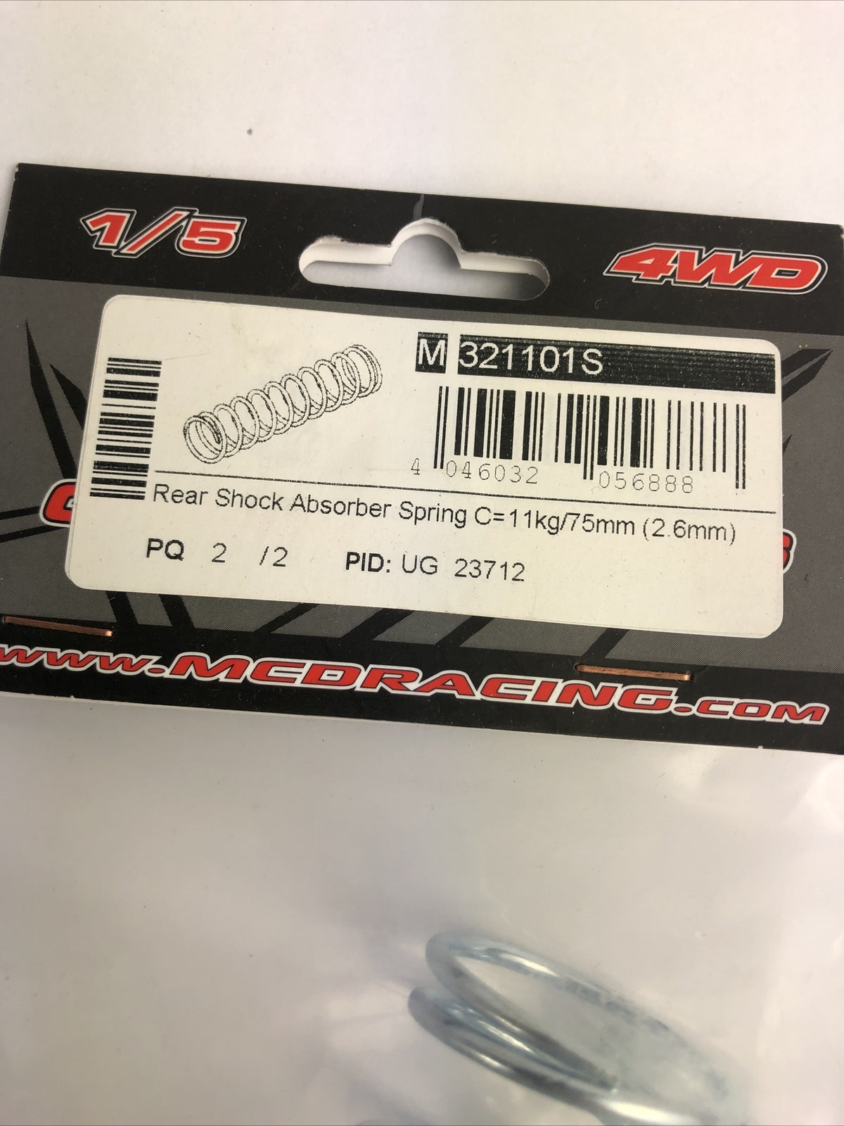 MCD Racing M 321101S - Rear Shock Absorber Spring C=11kg/75mm (2.6mm) LOOK