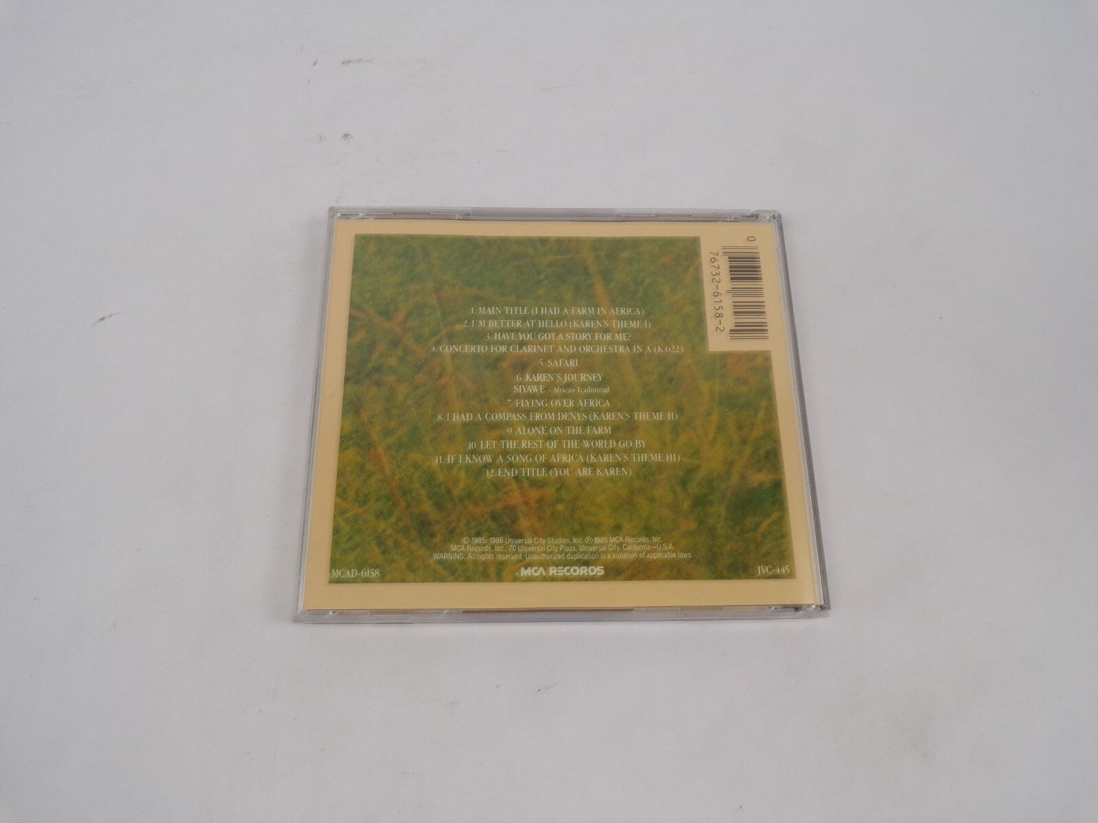 Music From The Motion Picture Soundtrack Out Of Africa Main Title I'm BetteCD#68