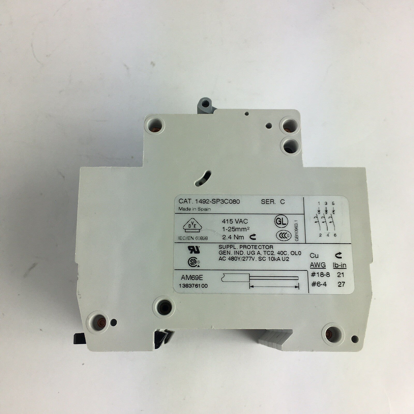 ALLEN BRADLEY 1492-SP3C080 SER. C CURUIT BREAKER