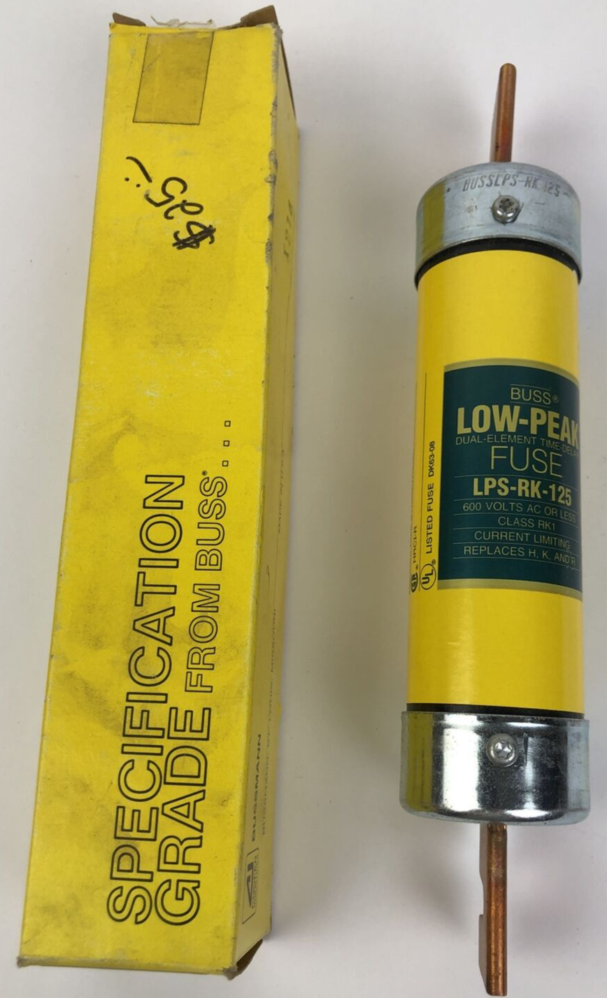 Cooper Bussmann BUSS LPS-RK-125 Low-Peak Dual-Element Time-Delay Fuse 600 Volts-