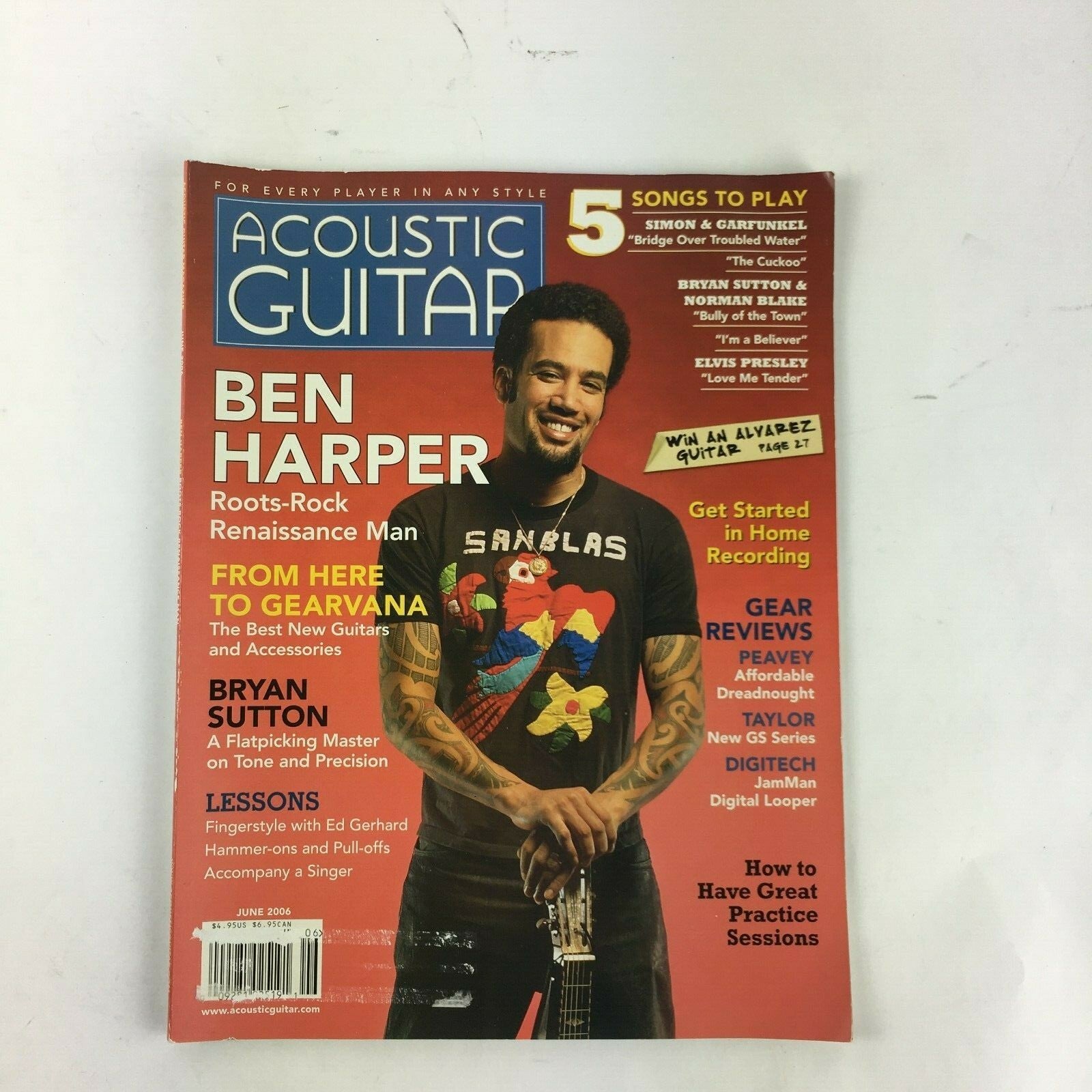 June 2006 Acoustic Guitar Magazine Ben Harper Gearvana Bryan Sutton Taylor