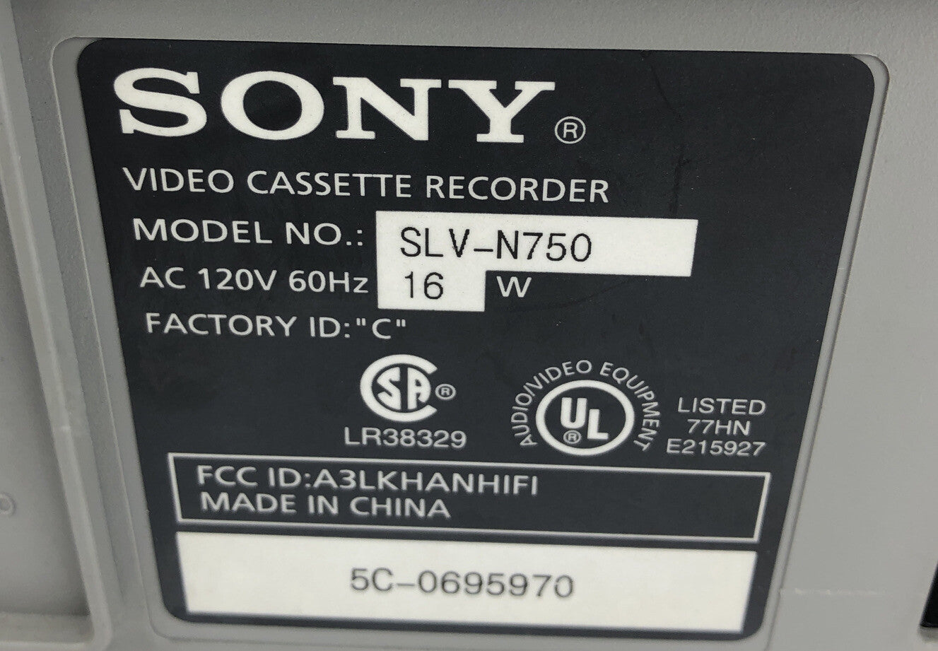 Sony Hi-Fi Stereo Video Cassette Recorder VCR Player Model No. SLV-N750 ??