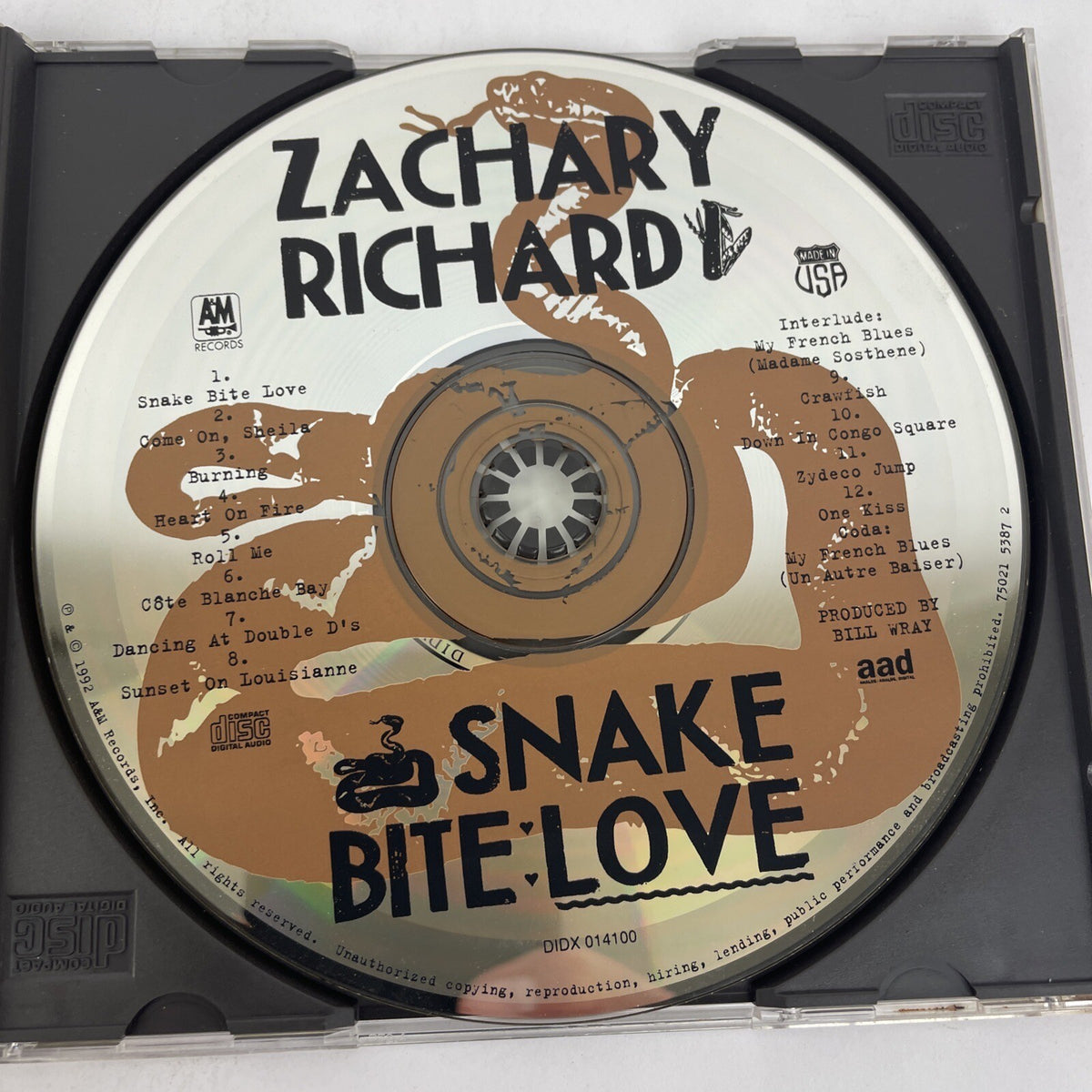 Zachary Richard – Snake Bite Love, Digital Audio CD - 1992 A&M Records - PQR