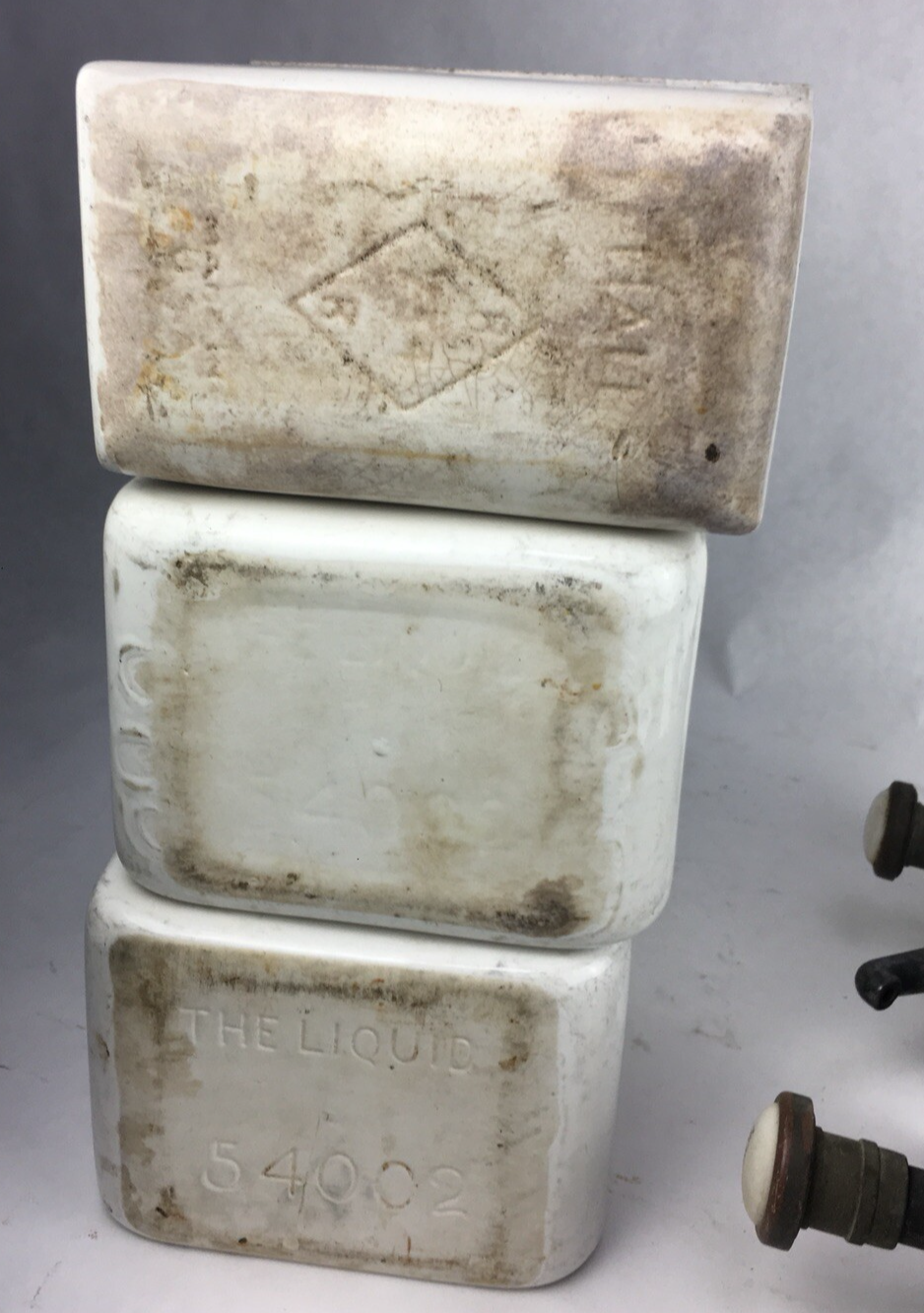 Vintage / Antique Porcelain Ice Cream Soda Fountain Topping Dispenser Lot RARE