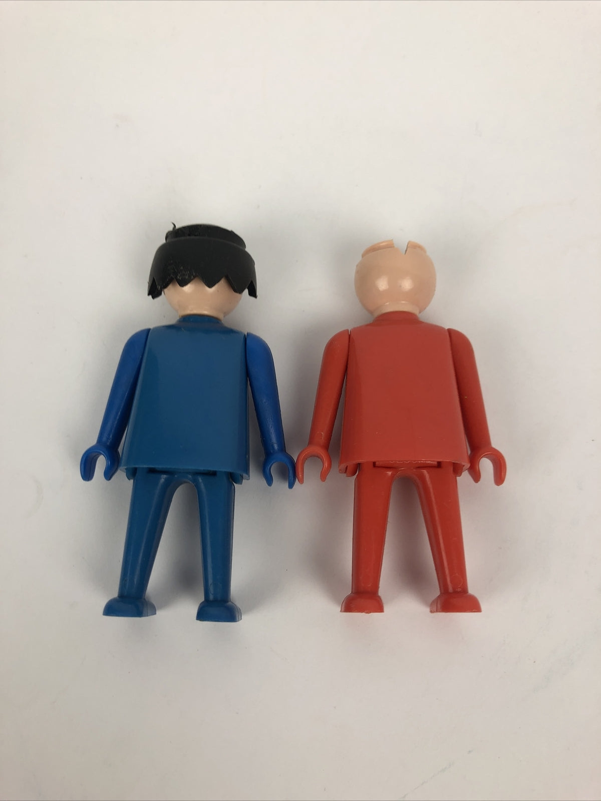 2 x 1974 Playmobil Geobra Blue And Red Figures - Fast Free Shipping