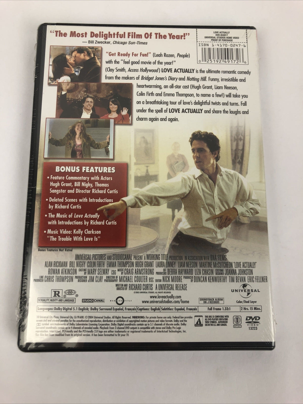 Love Actually DVD Video Hugh Grant Liam Neeson Emma Thompson ROM COM NEW Sealed