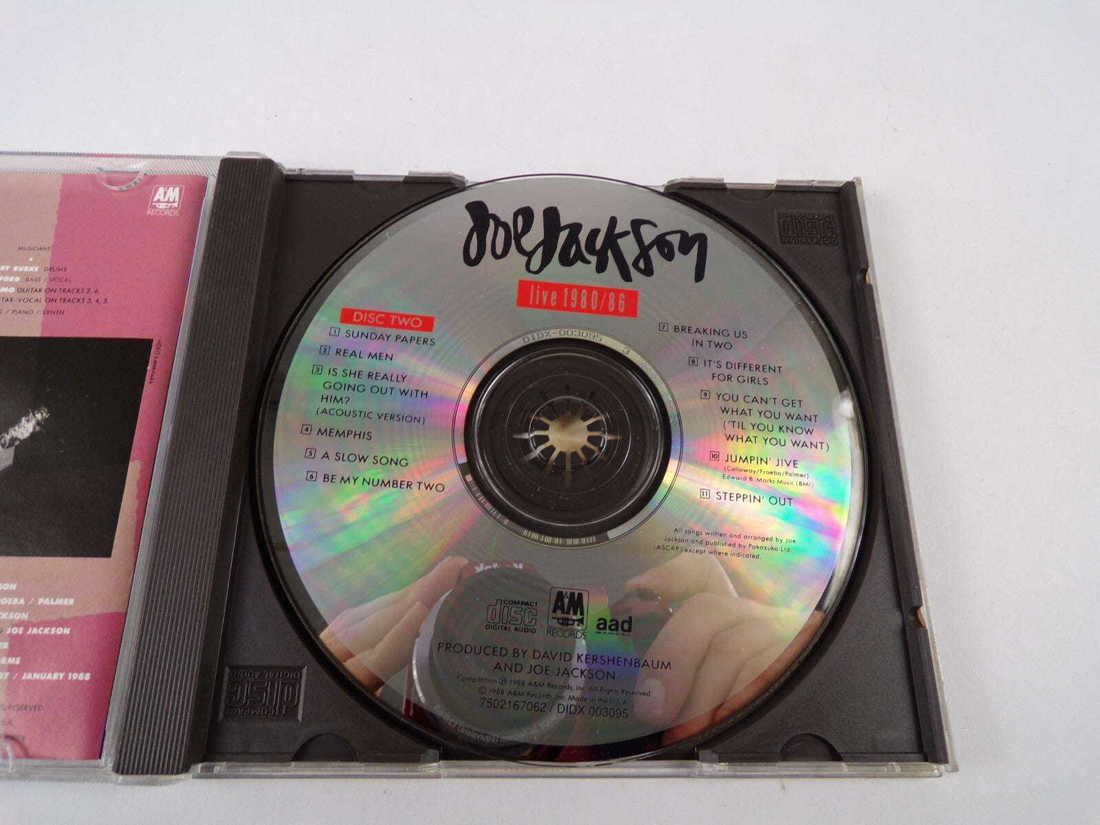 Joe Jackson Live 1980/86 CD 6706 Dx 3095 Sunday Papers A Slow Song CD#37