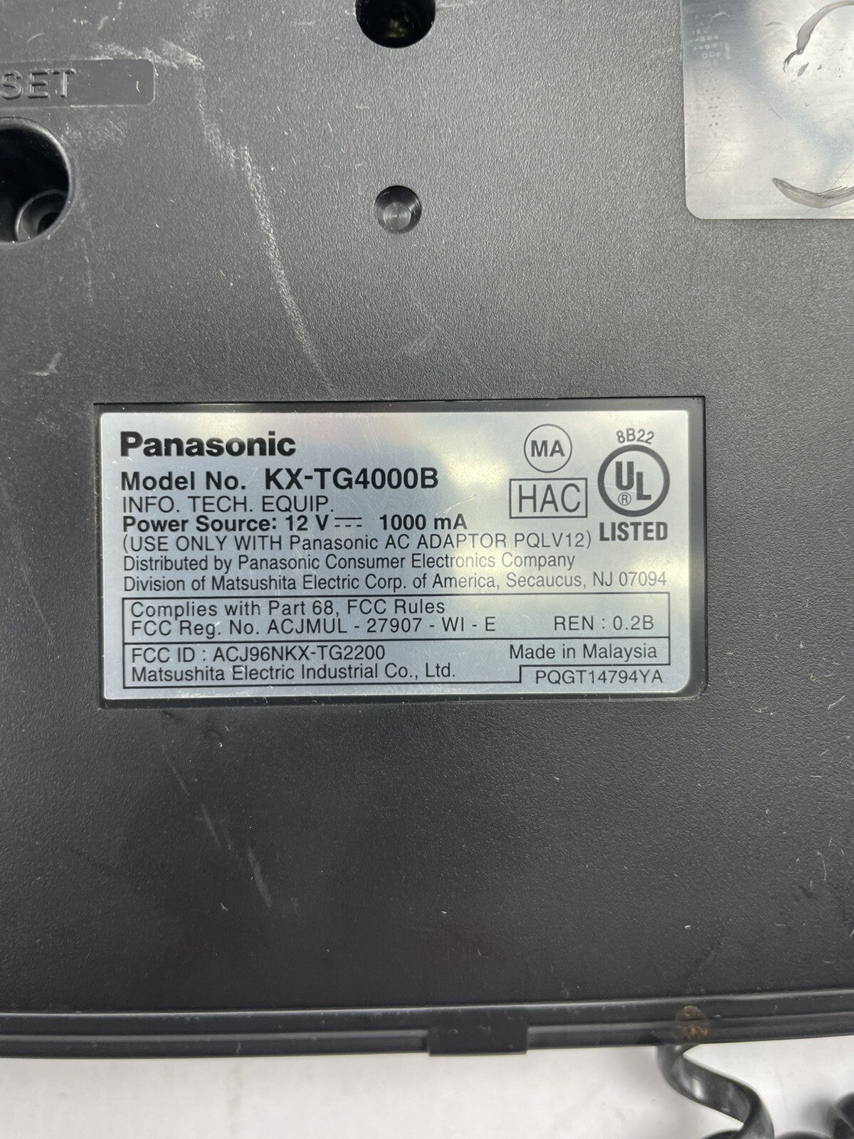 Panasonic KX-TG4000B 4 Line Digital Voice Mail System