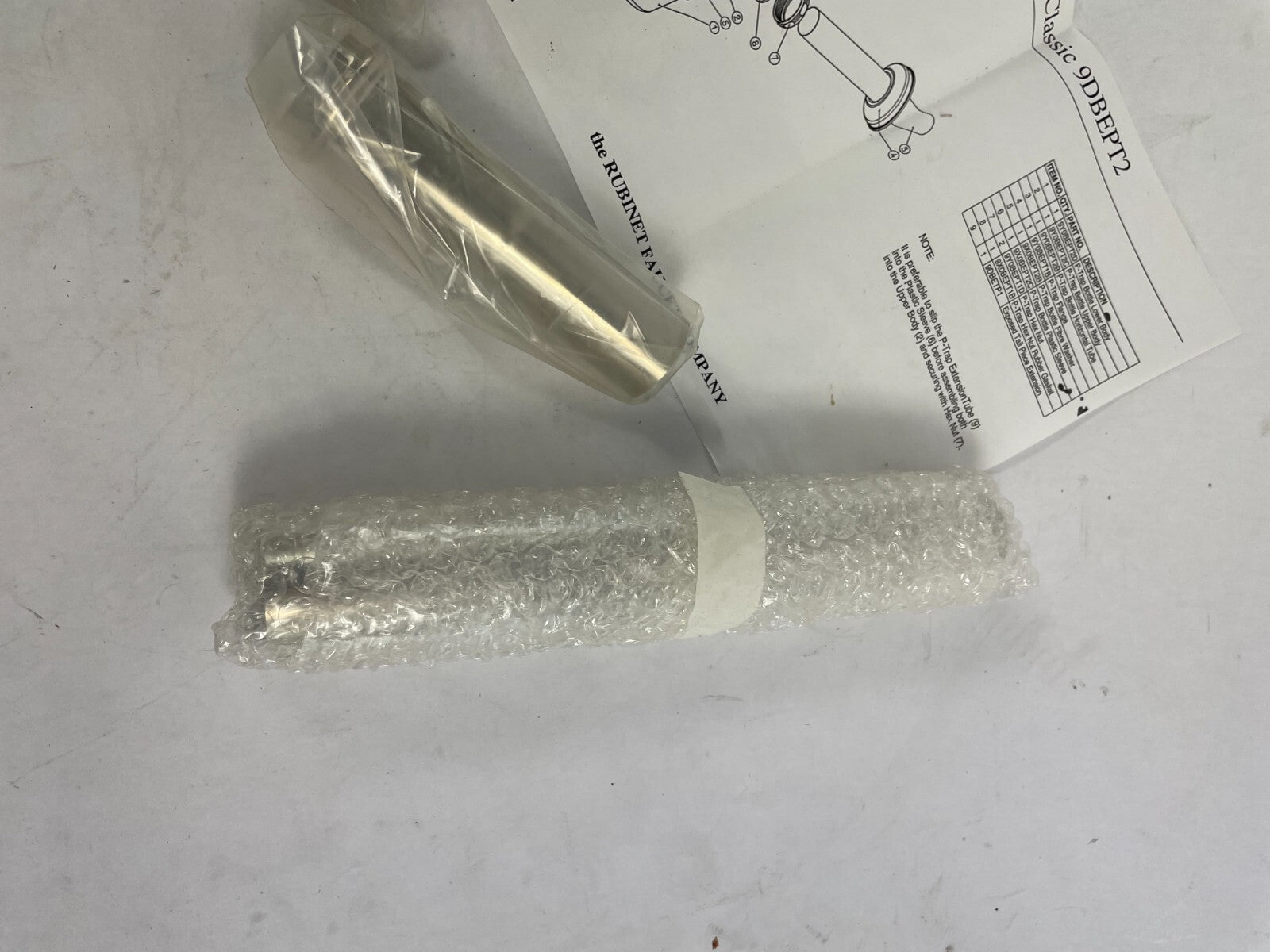 Rubinet Essentials 9DBEPT2PN polished nickel exposed bottle P-trap with flange